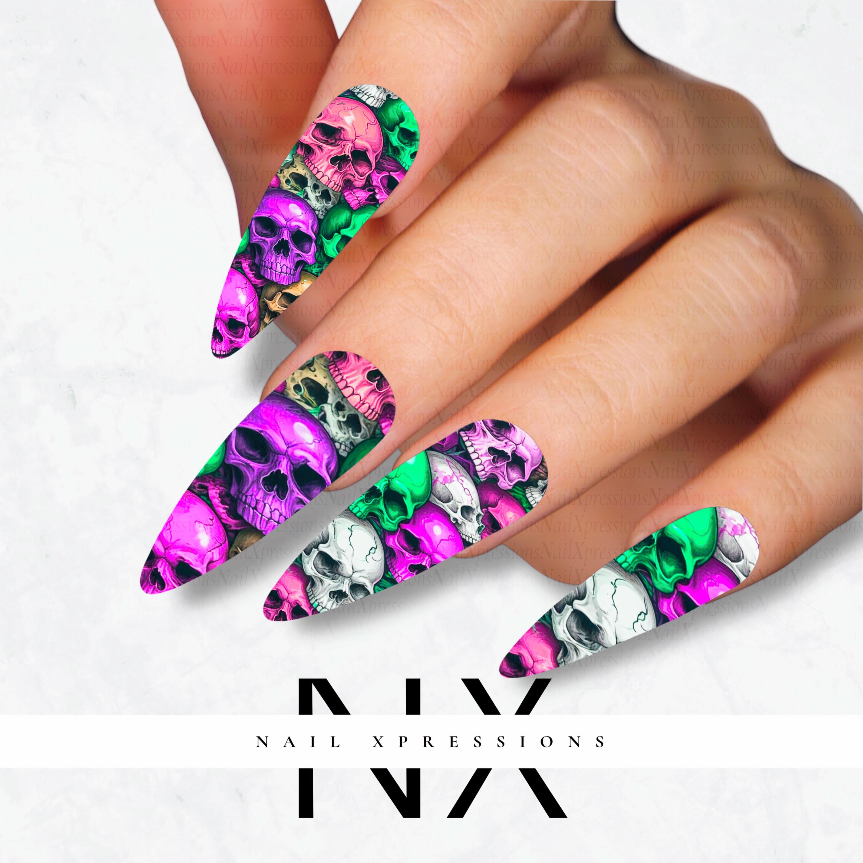 Skeleton Nail Decals | Nail Art Water Transfer | Nail Wraps