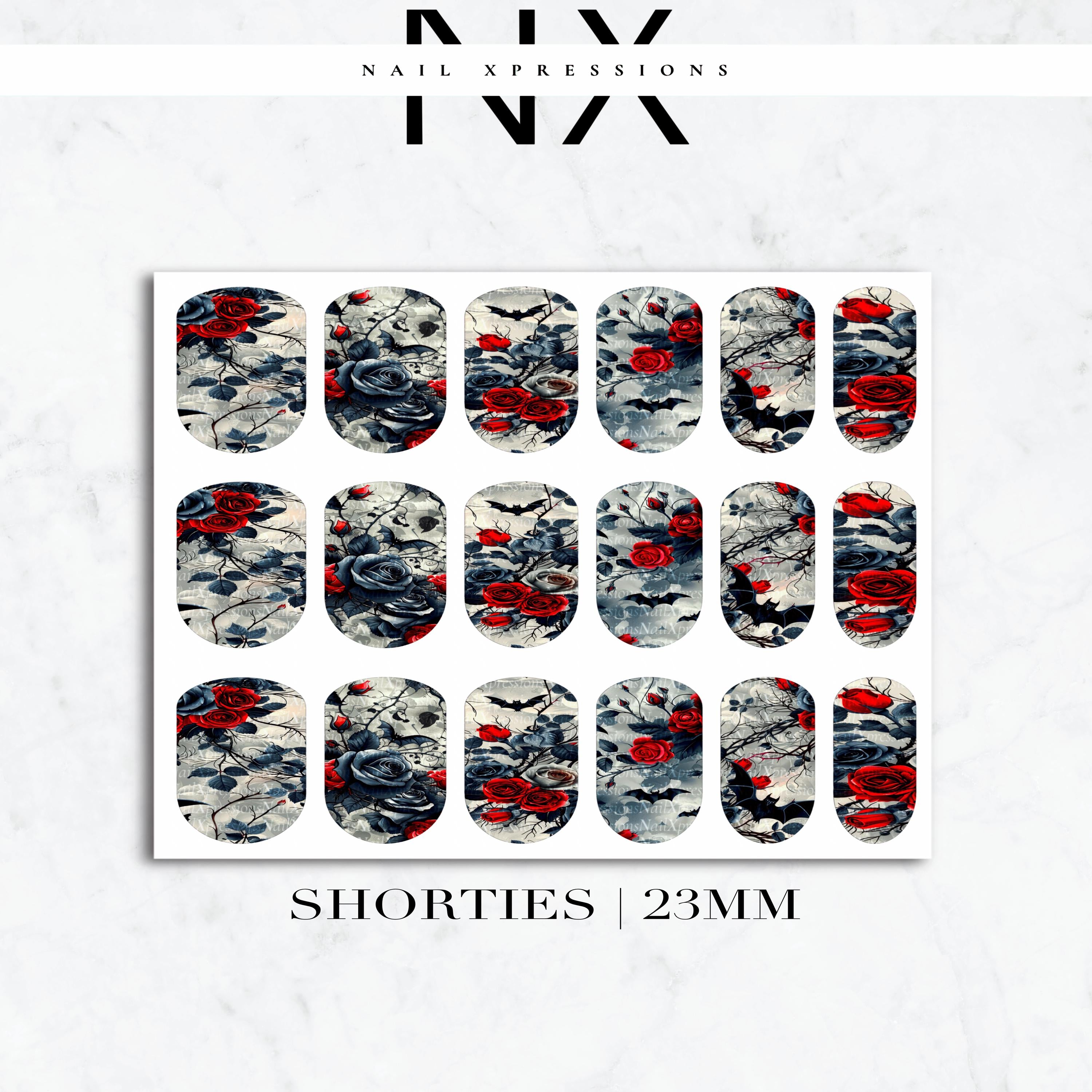 Dark Roses and Spider Web Decals | Nail Art Water Transfer | Nail Wraps