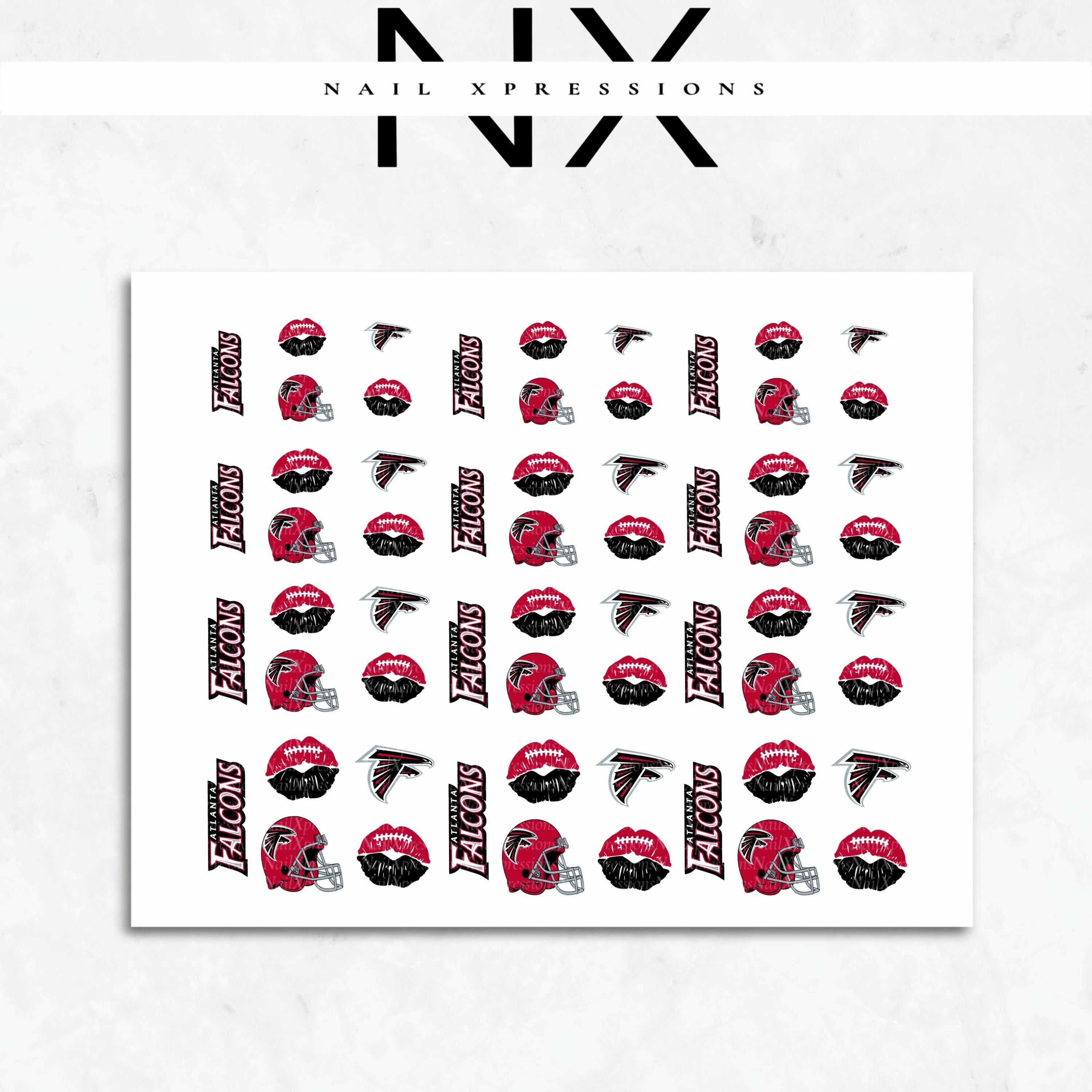 Atlanta Falcons Football Nail Art | Football Nail Stickers or Nail Water Decals