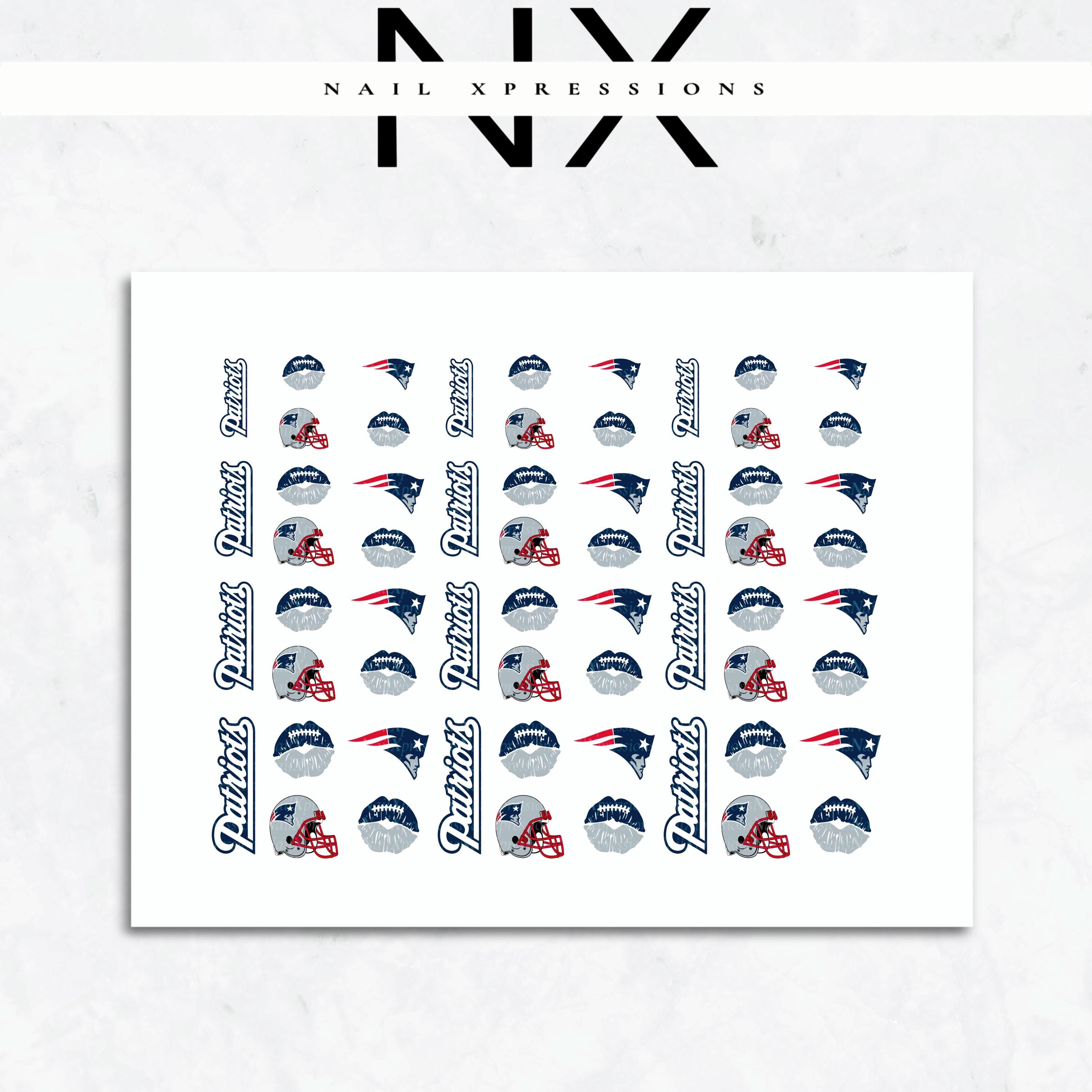 Patriots Football Nail Art | Football Nail Stickers or Nail Water Decals