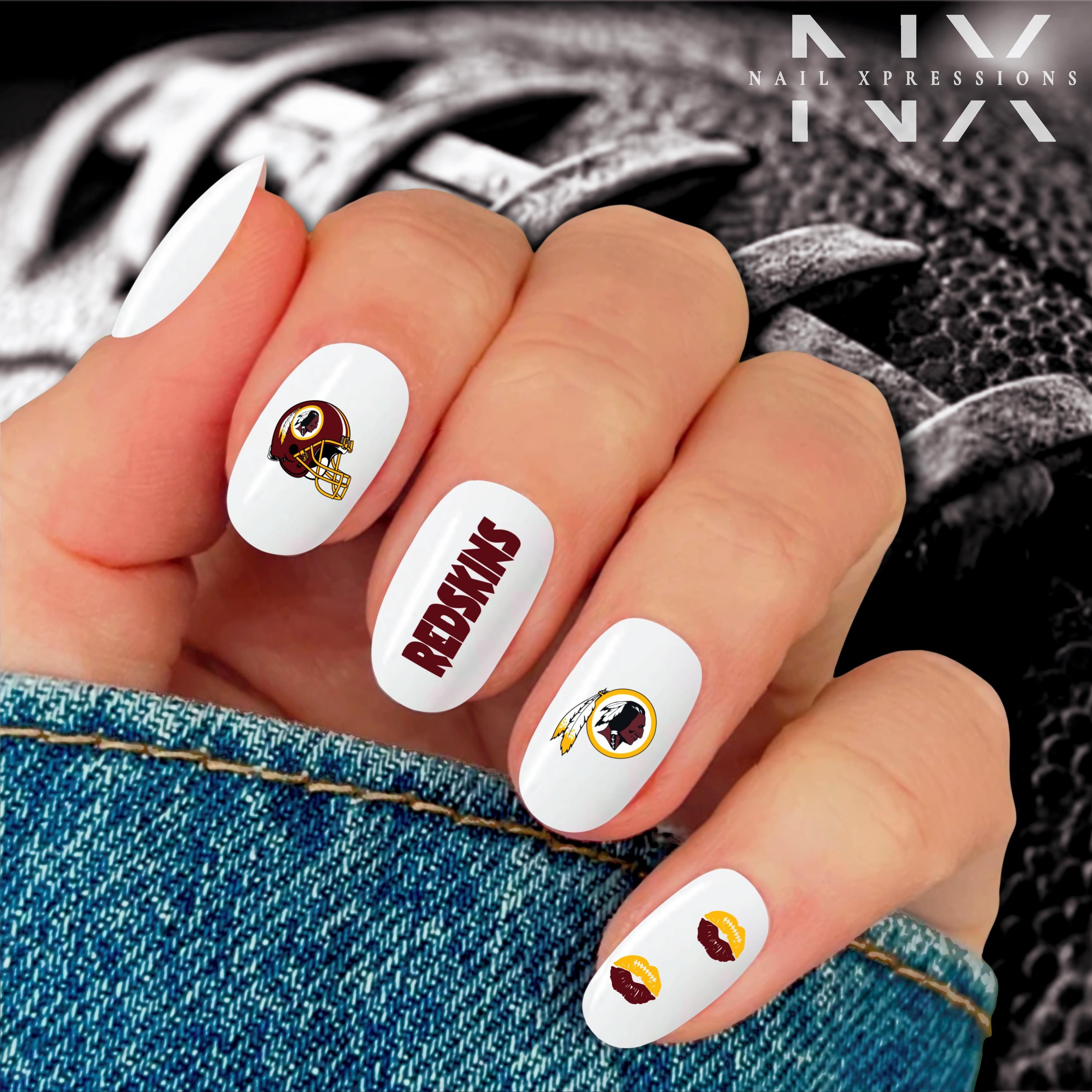 Redskins Football Nail Art | Football Nail Stickers or Nail Water Decals