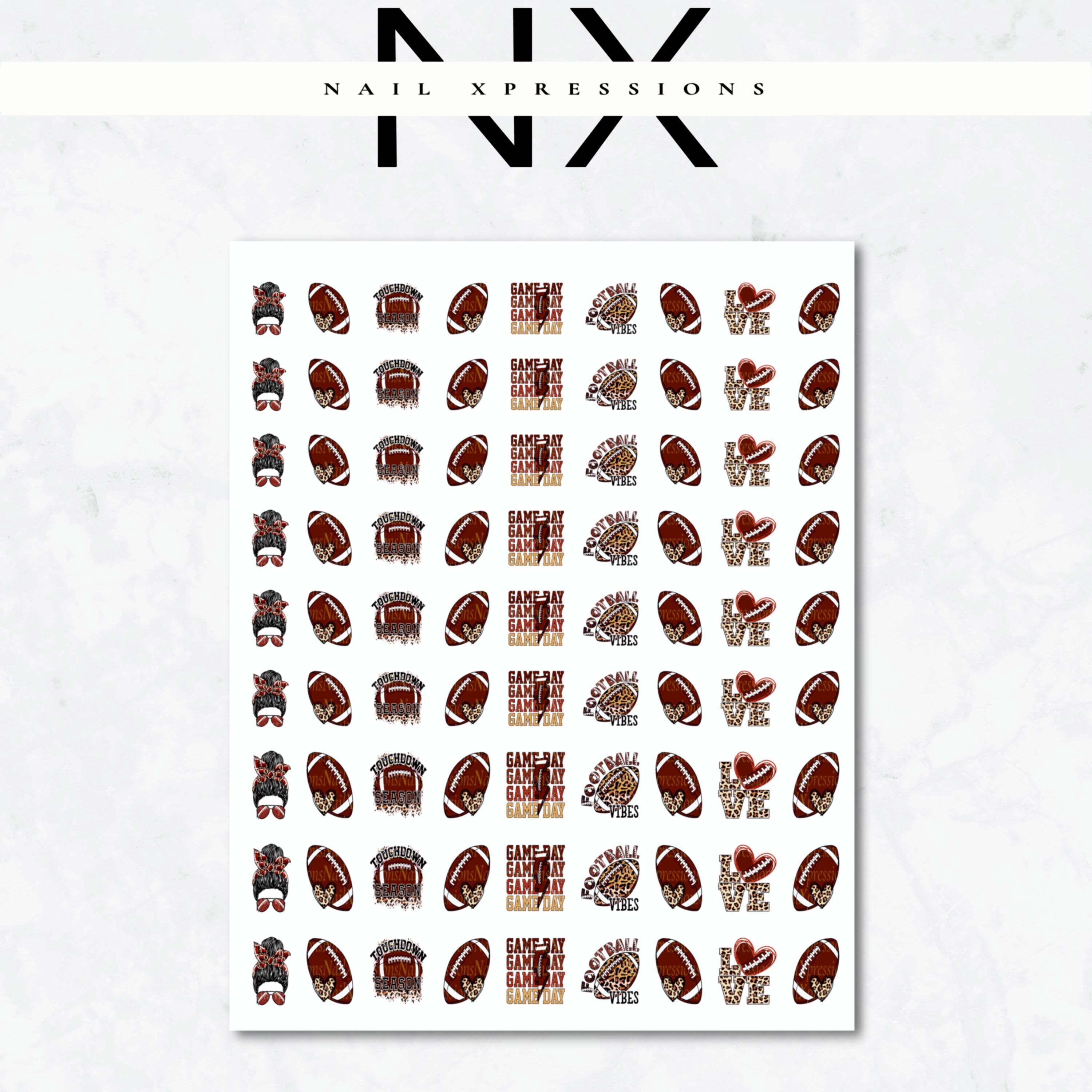 Game Day Fun Football Nail Art | Football Nail Stickers or Nail Water Decals