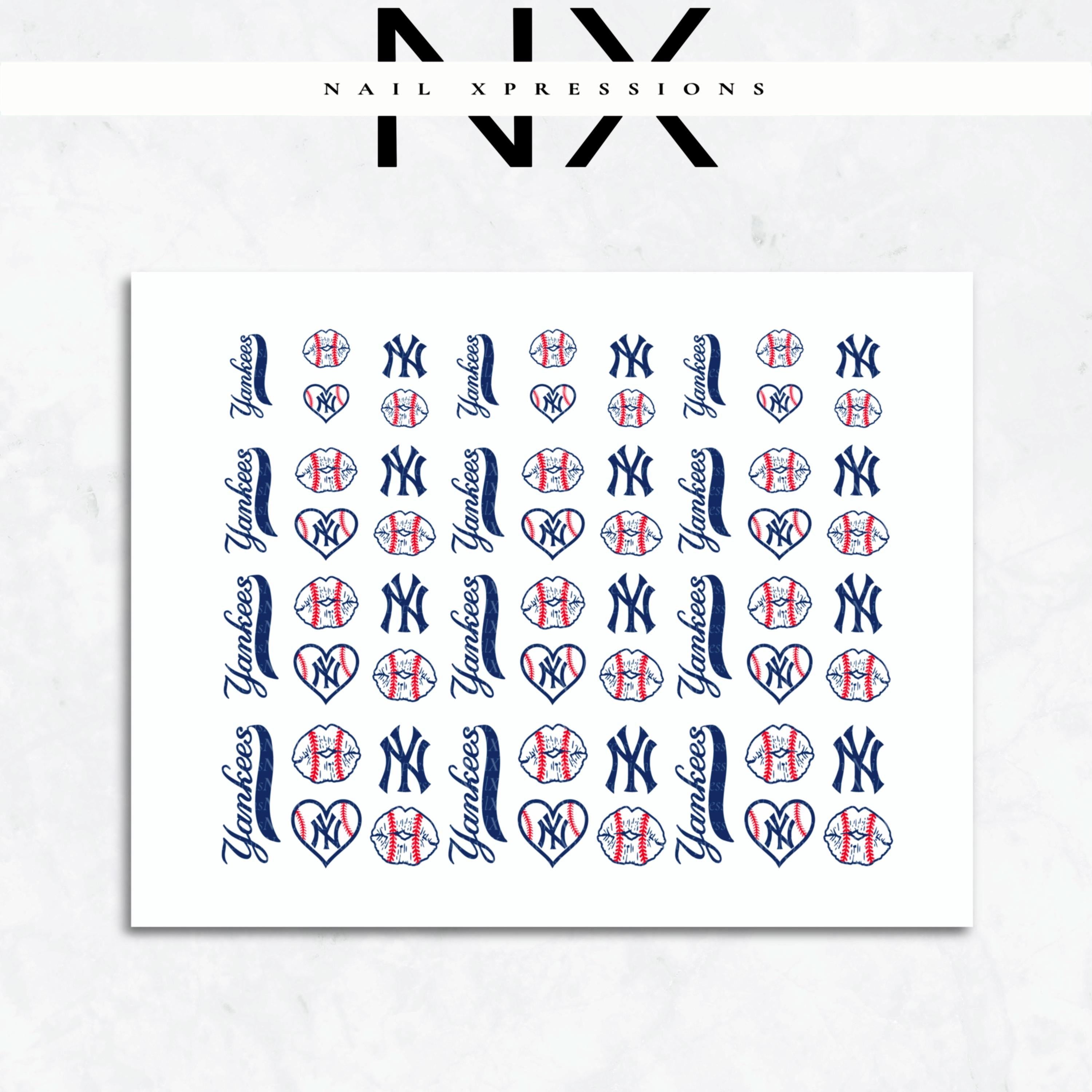 Baseball Yankee Baseball Nail Art | Baseball Nail Stickers or Nail Water Decals