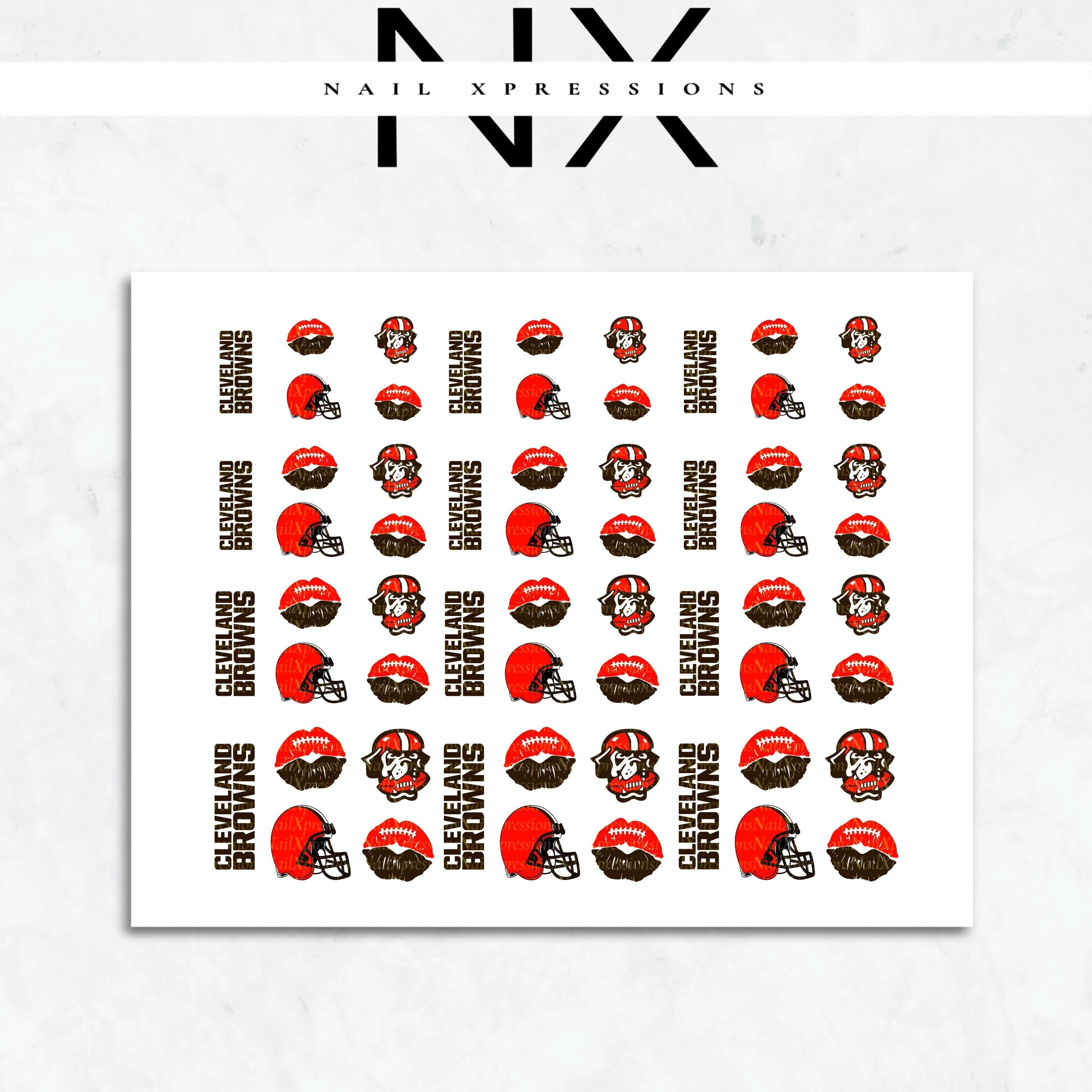 Cleveland Browns Football Nail Art | Football Nail Stickers or Nail Water Decals