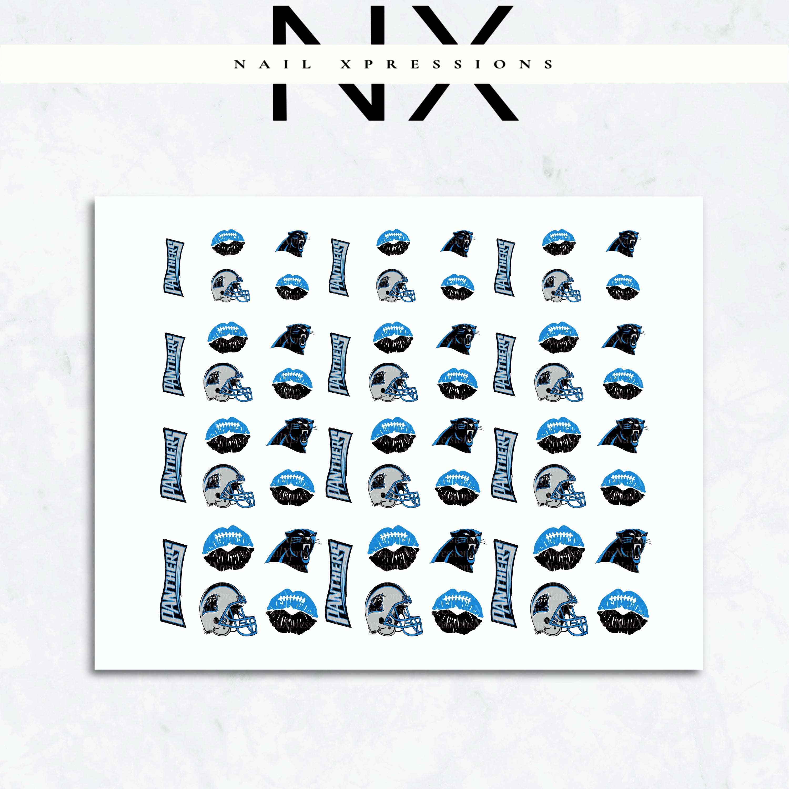 Panthers Football Nail Art | Football Nail Stickers or Nail Water Decals