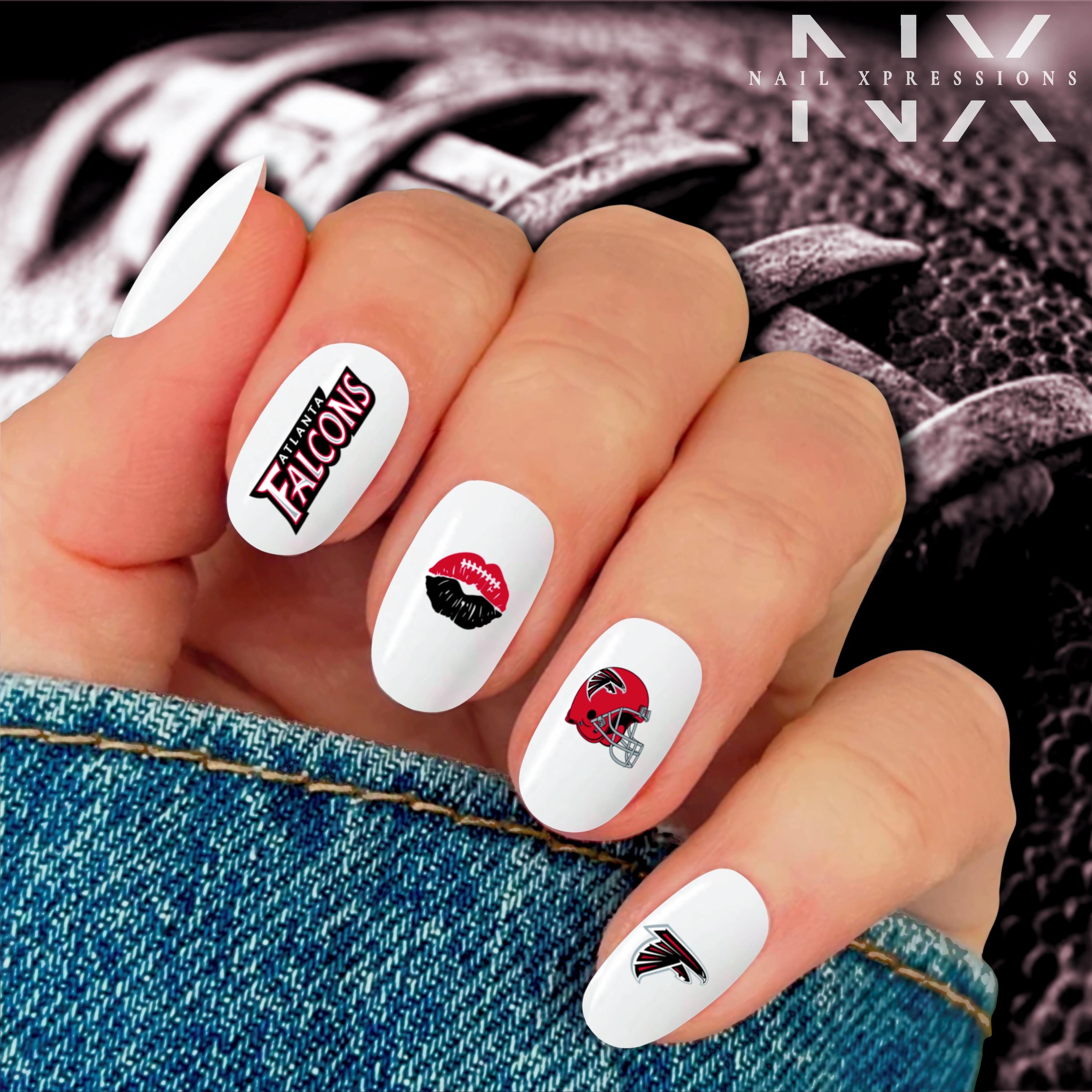 Atlanta Falcons Football Nail Art | Football Nail Stickers or Nail Water Decals
