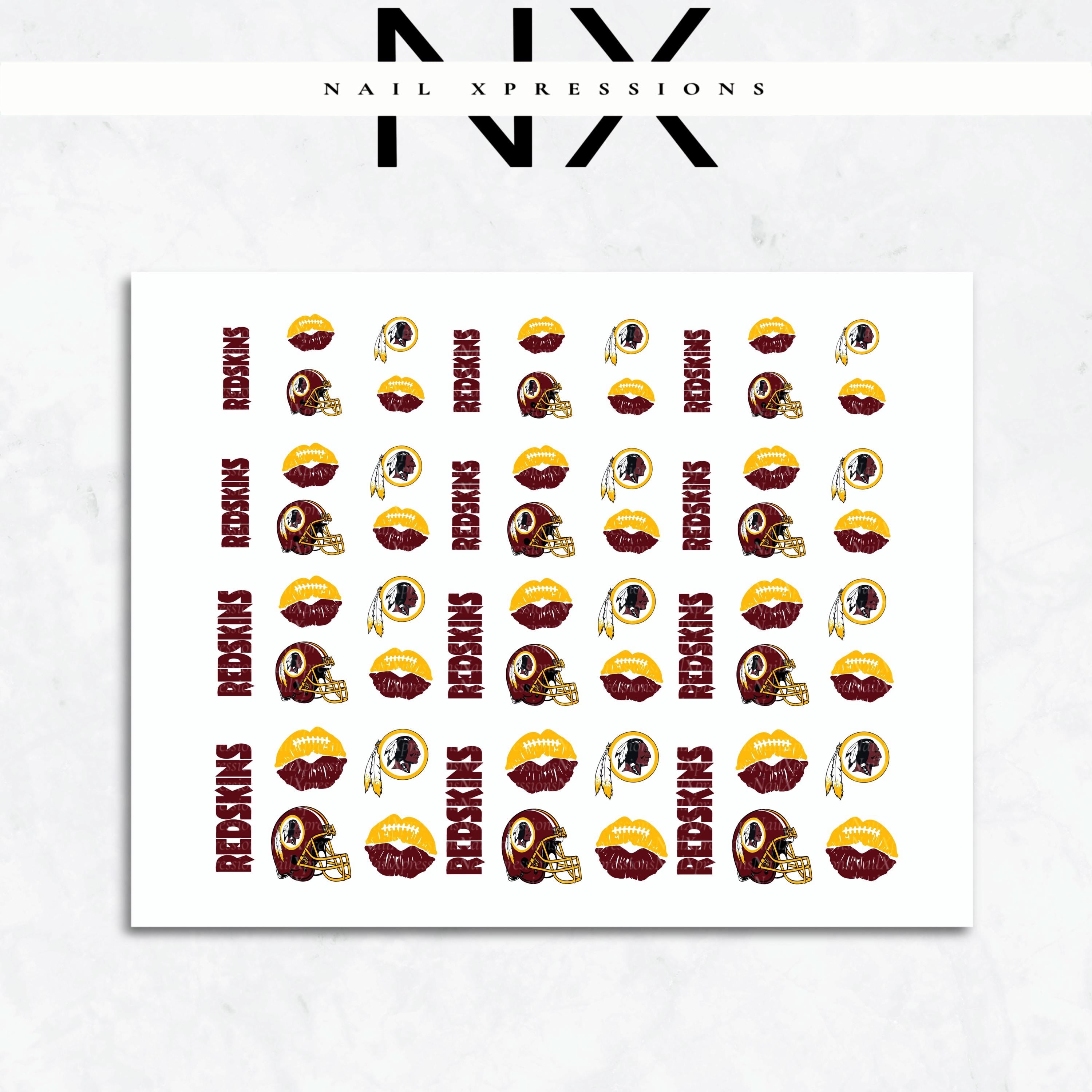 Redskins Football Nail Art | Football Nail Stickers or Nail Water Decals