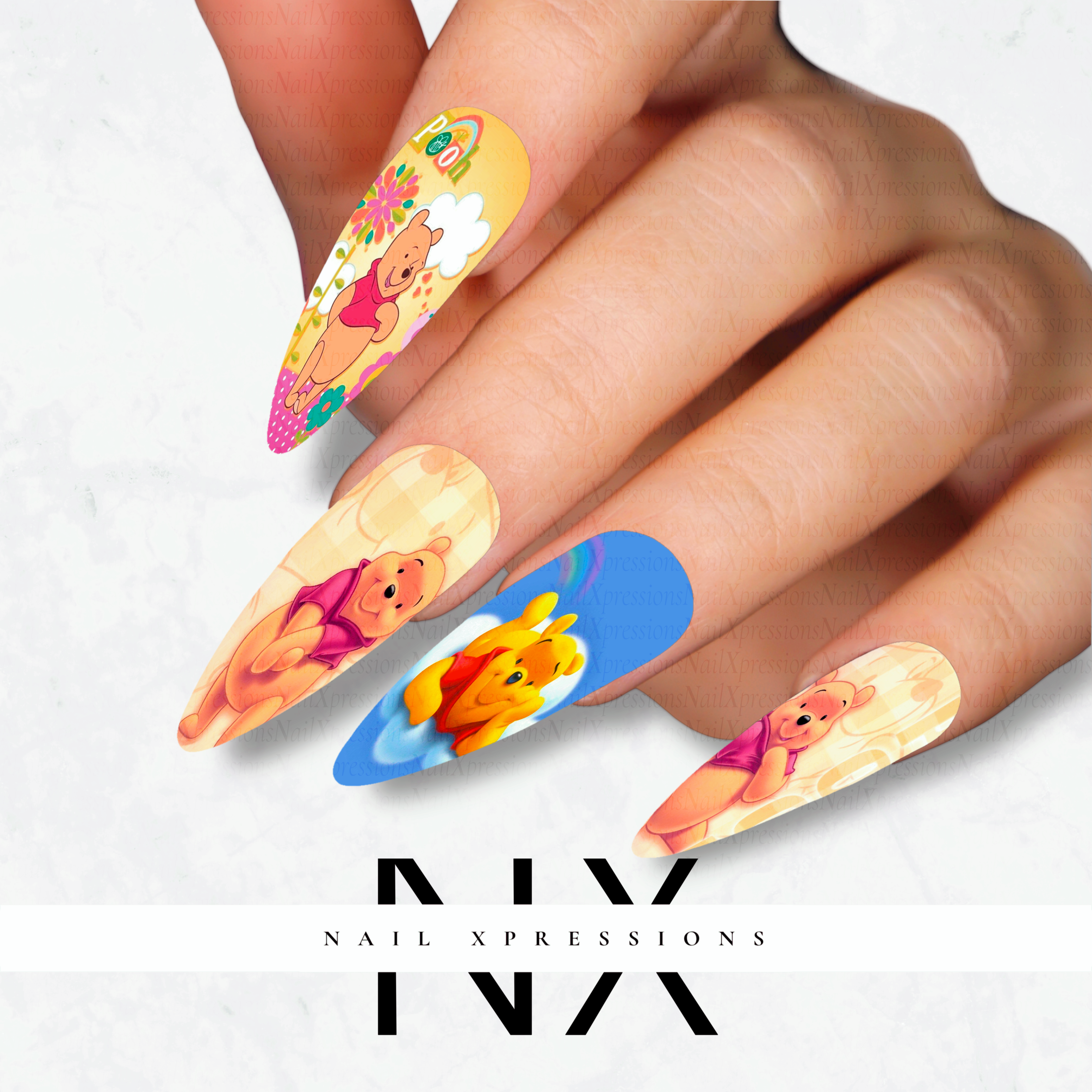 Cartoon Bear Nail Decals |  Nail Art Water Transfer | Nail Wraps