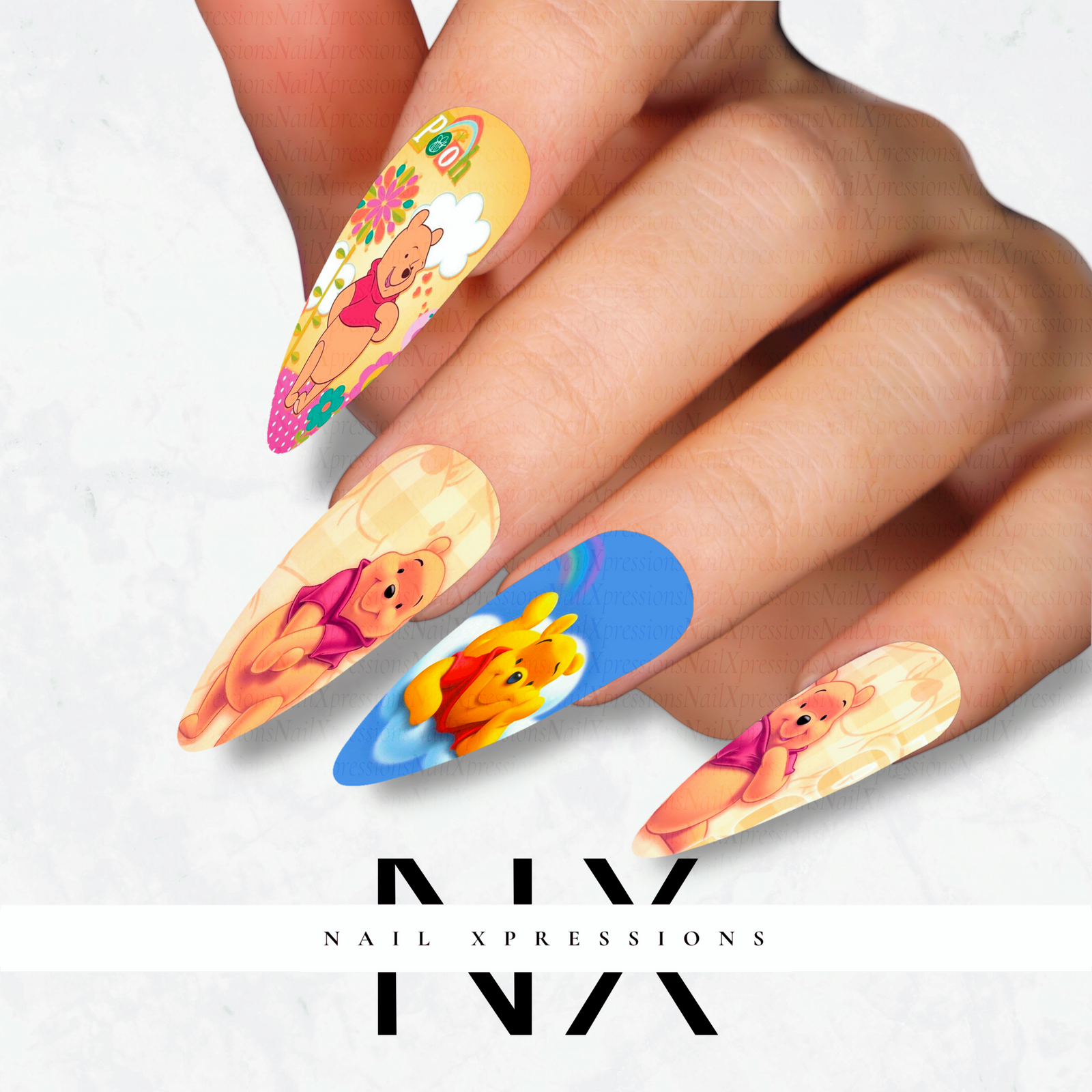 Cartoon Bear Nail Decals |  Nail Art Water Transfer | Nail Wraps