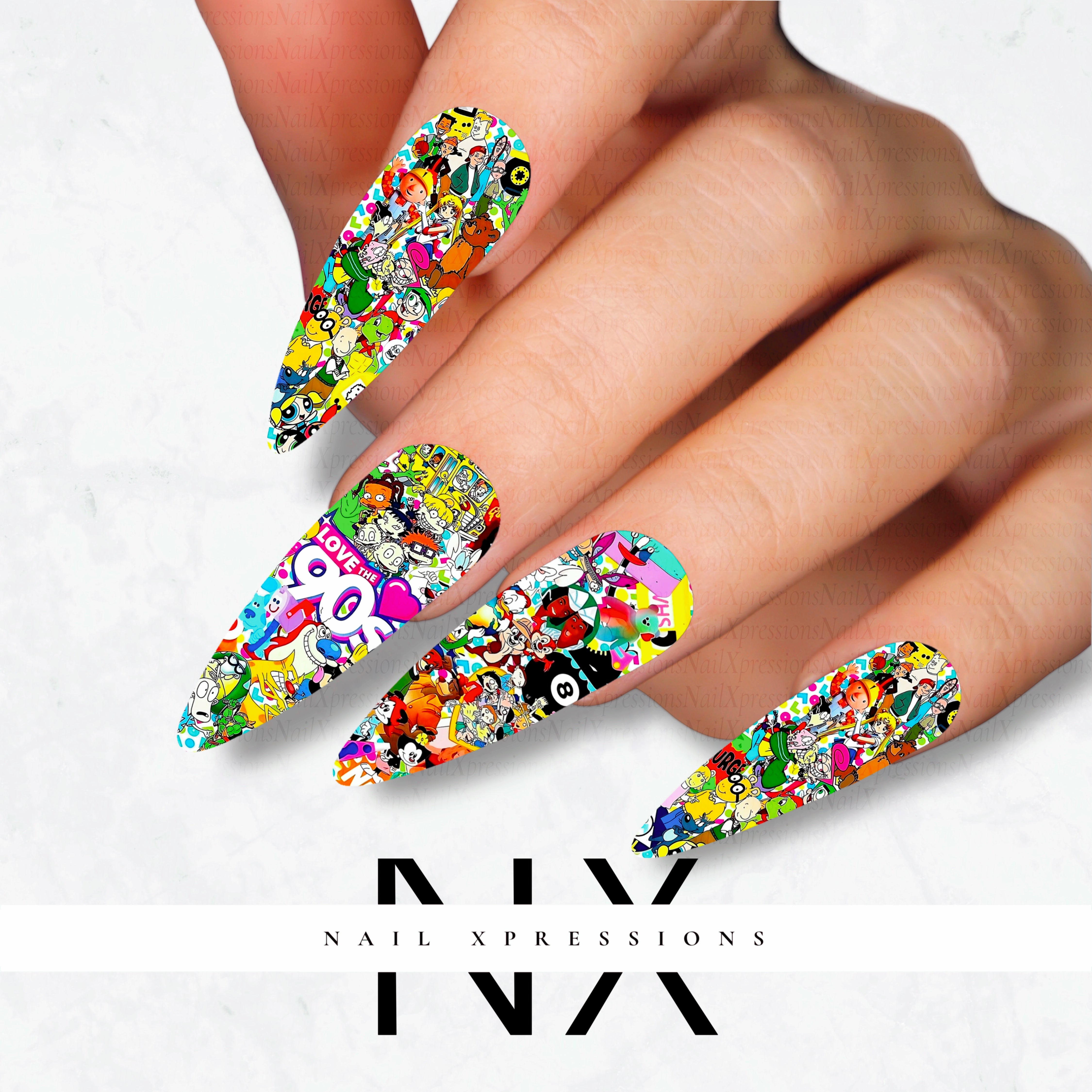 90's Favorites Nail Decals |  Nail Art Water Transfer | Nail Wraps