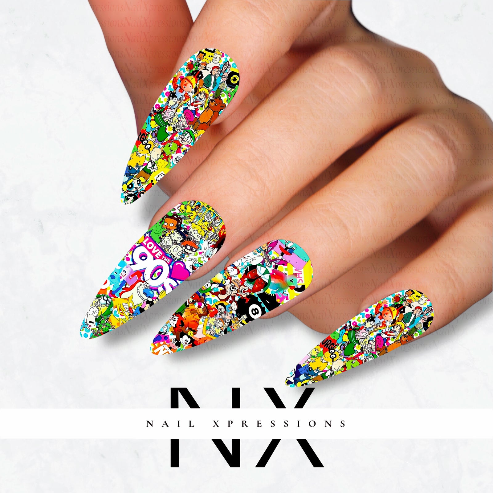 90's Favorites Nail Decals |  Nail Art Water Transfer | Nail Wraps