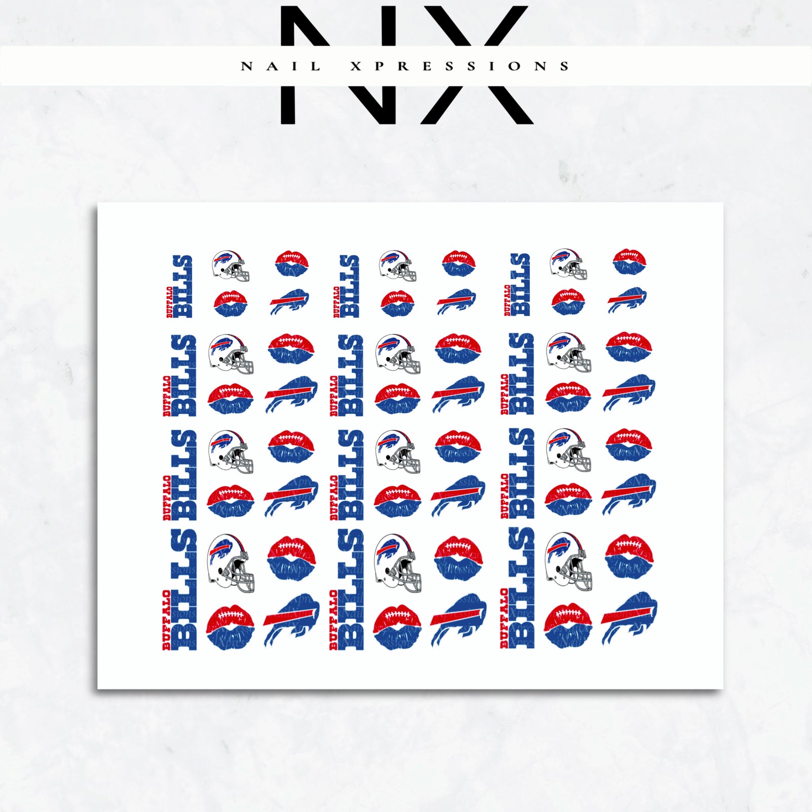 Football Nail Art Buffalo Bills | Football Nail Stickers or Nail Water Decals
