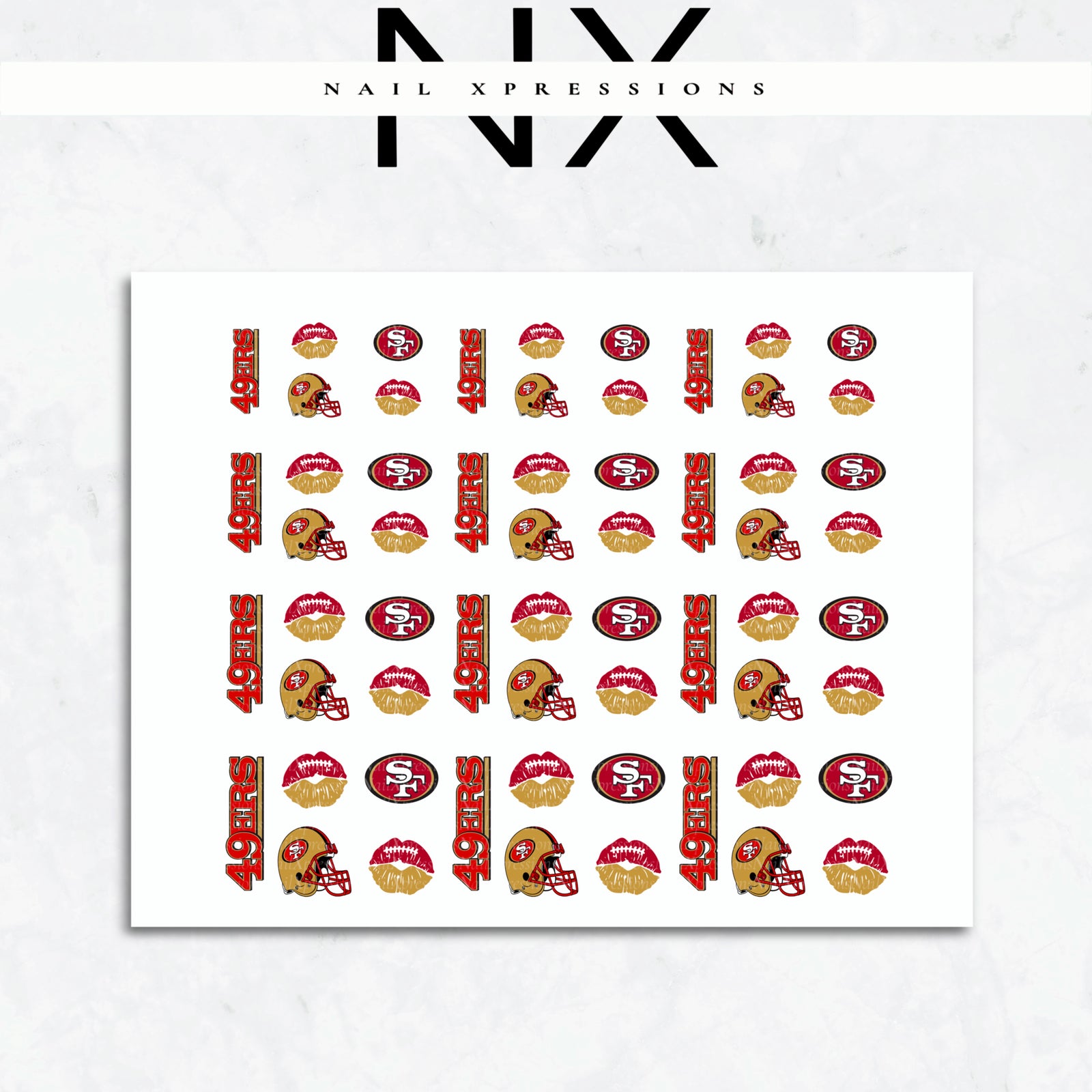 Football Nail Art Forty Niners  | Football Nail Stickers or Nail Water Decals