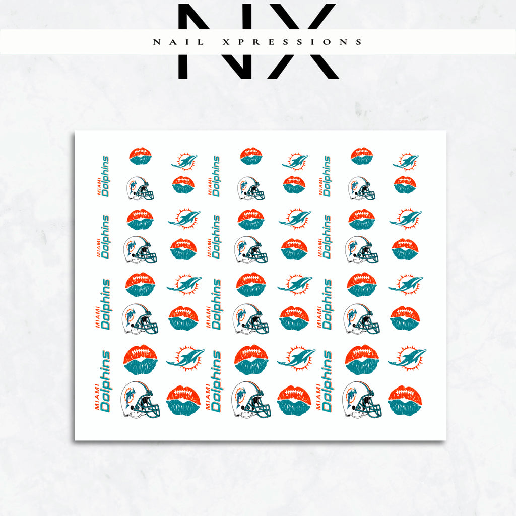 Game Day Dolphins Nail Stickers