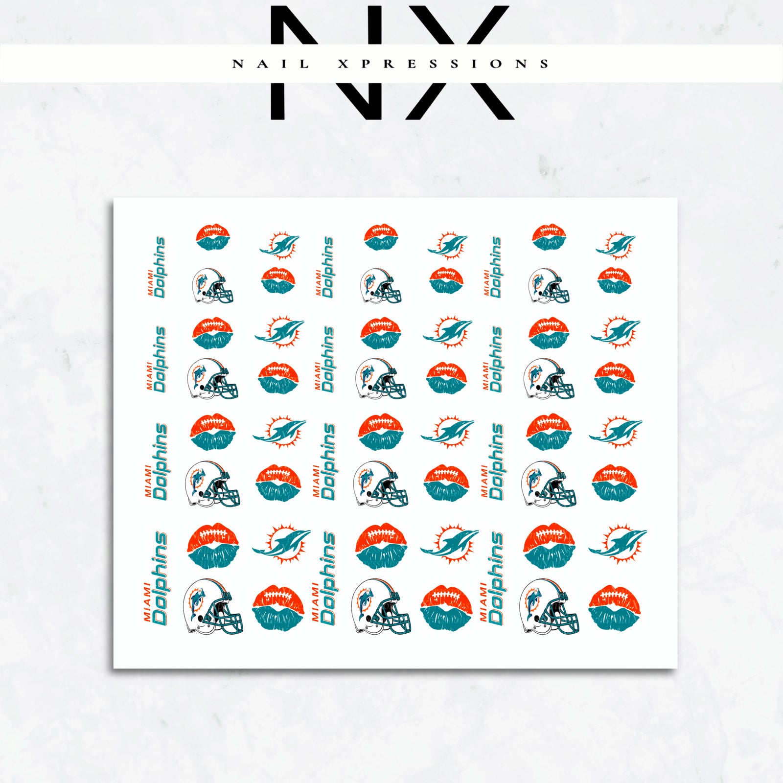 Football Nail Art Forty Miami Dolphins  | Football Nail Stickers or Nail Water Decals