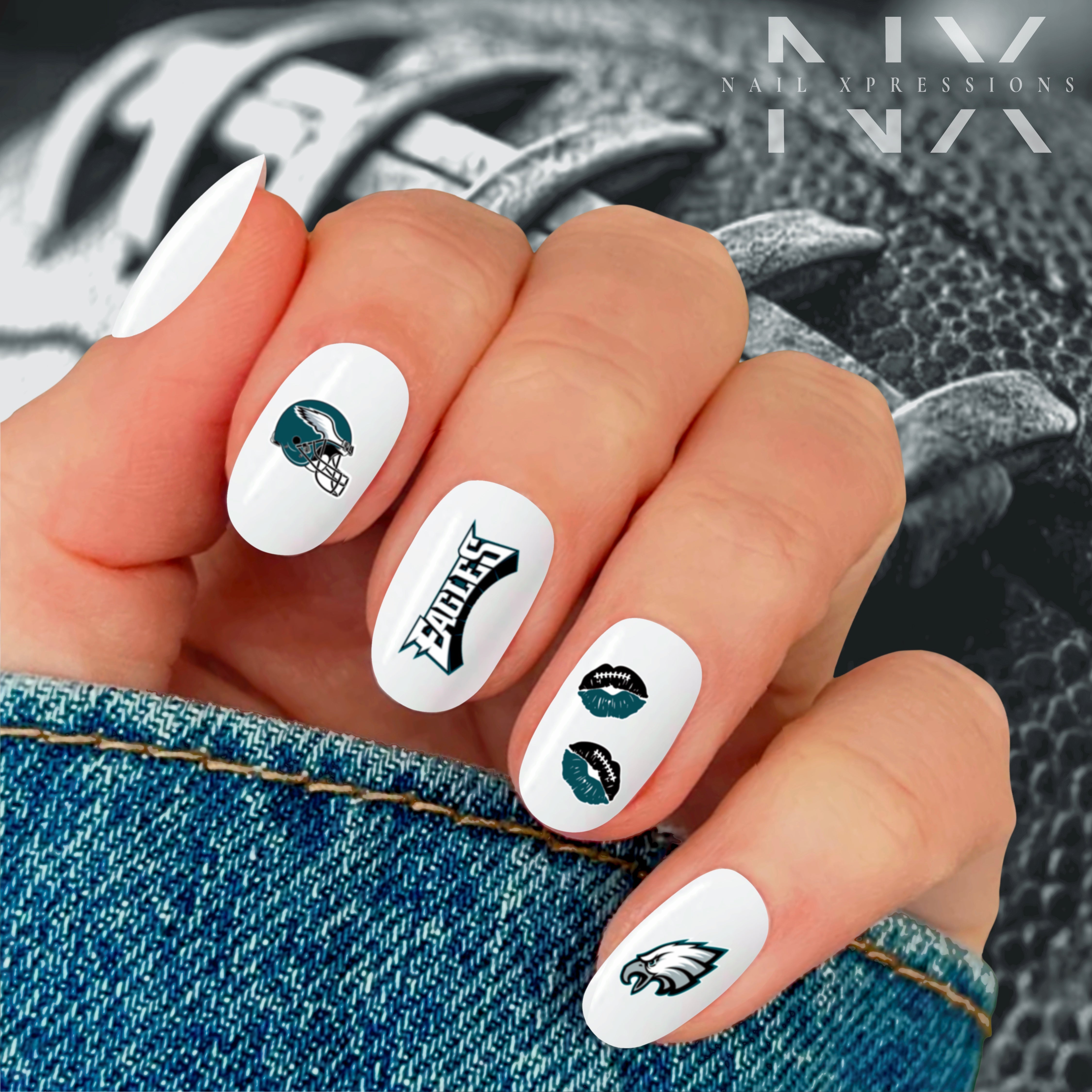 Football Nail Art Eagles | Football Nail Stickers or Nail Water Decals