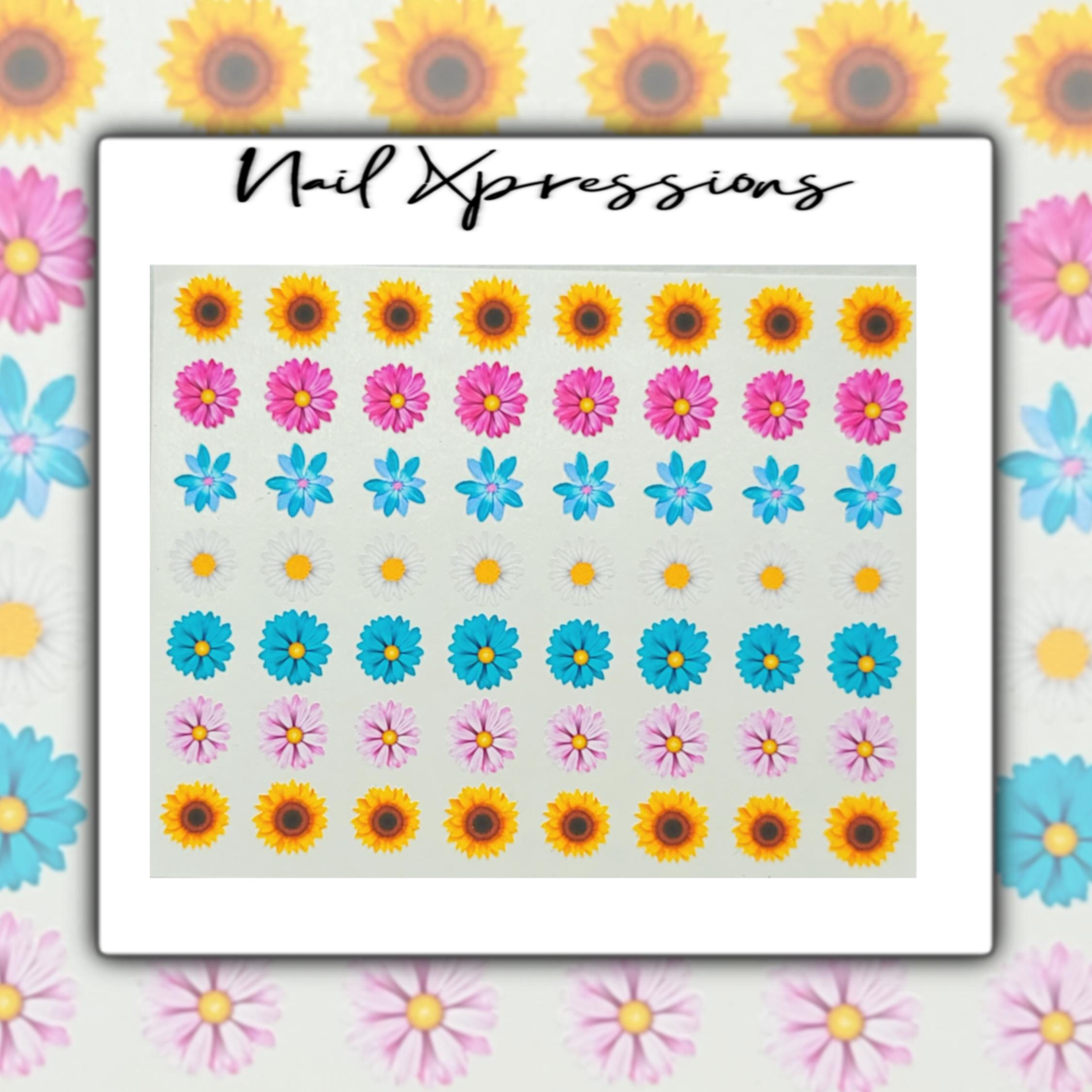 Spring Flowers Nail Art | Flower Nail Decals | Flowers Nail Sticker | Nail Art | Sunflower Nail Art