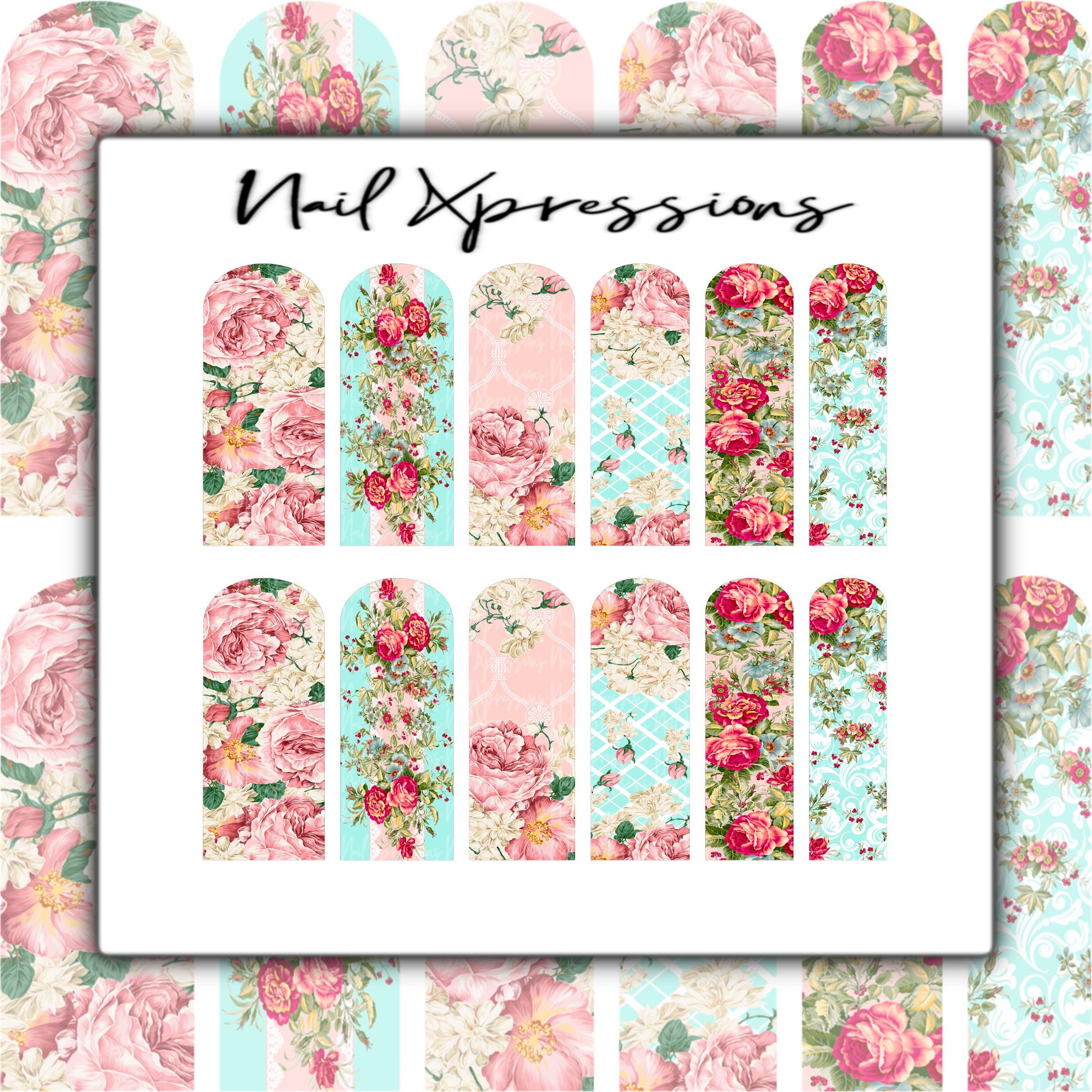 Floral Vintage Mix Nail Wraps | Nail Art Wrap | Water Transfer Nail Wrap | Custom Nail Wraps