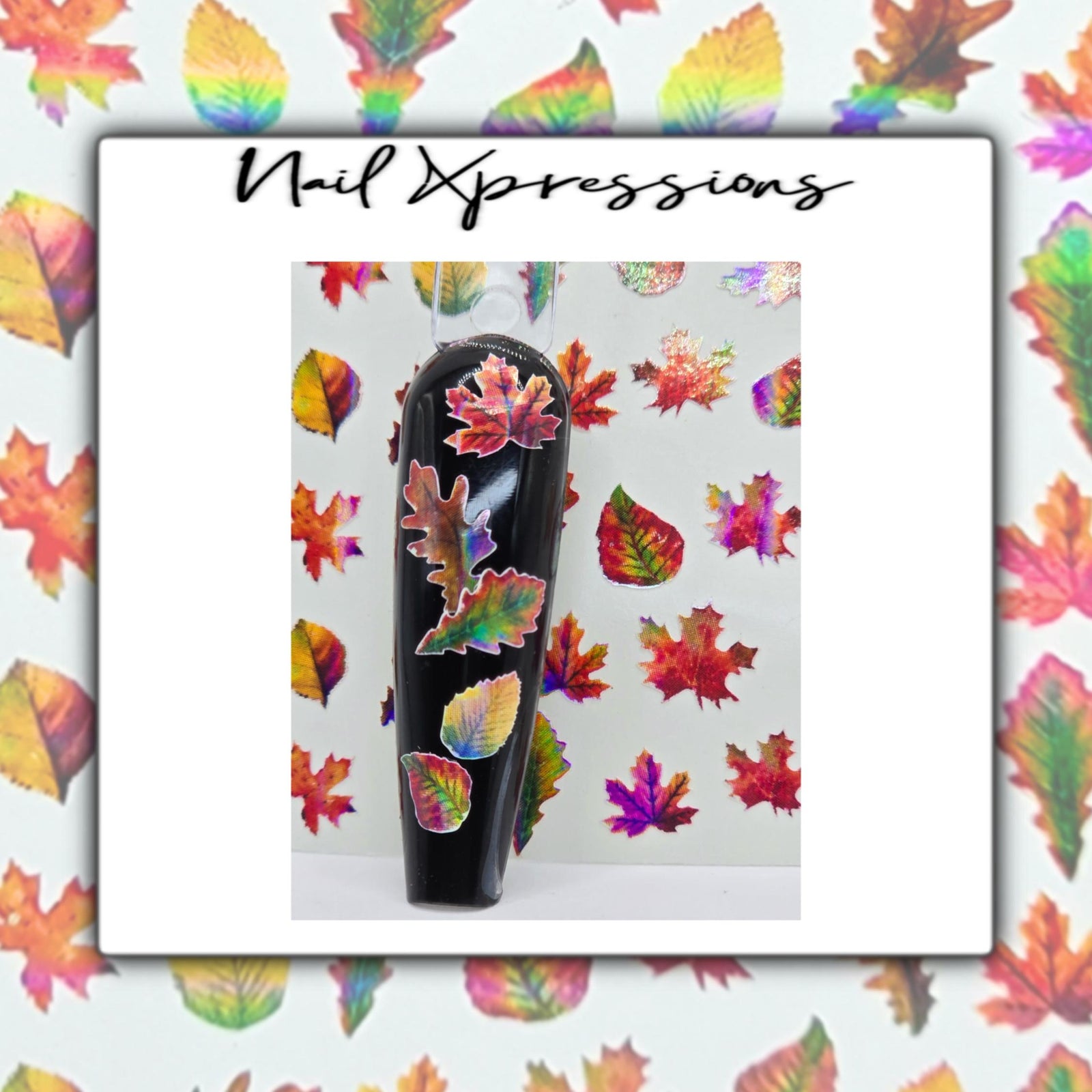 Holographic Fall Nail Art Stickers | Fall Leaves Nail Art | Pumpkin Nail Art | Fall Flower Nails | Nail Stickers | Nail Decals