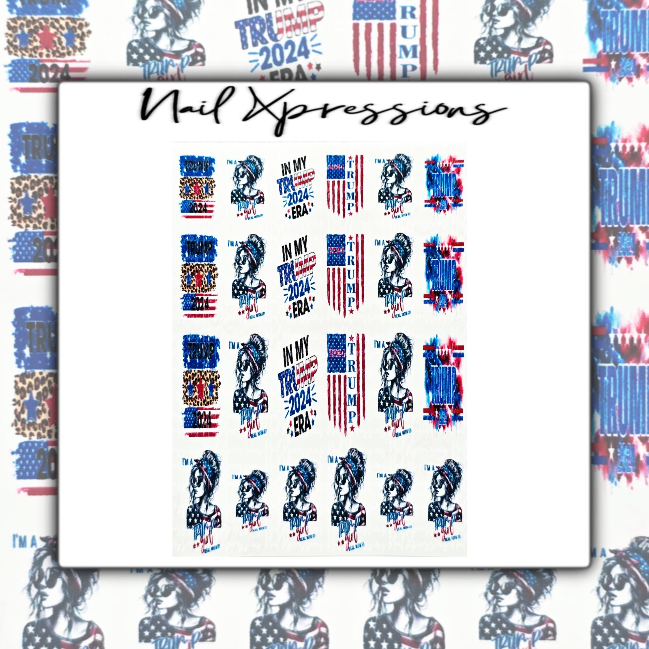 Trump Girl Water Decal Trump 2024 Nail Art | Trump Nail Decals | Nail Decal | Trump Girl Nails