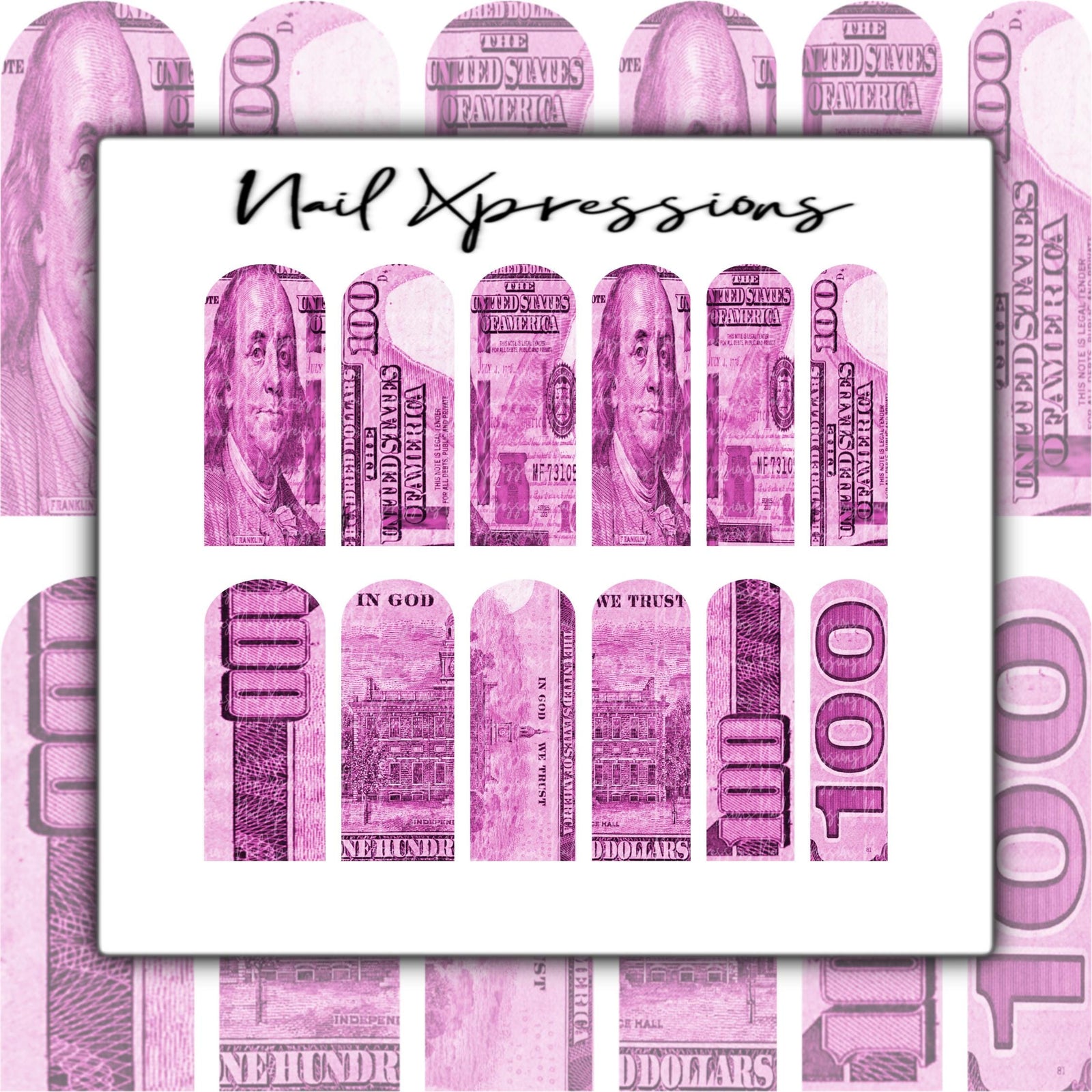Pink Benjamin Nail Decals | Nail Art Water Transfer | Nail Wraps
