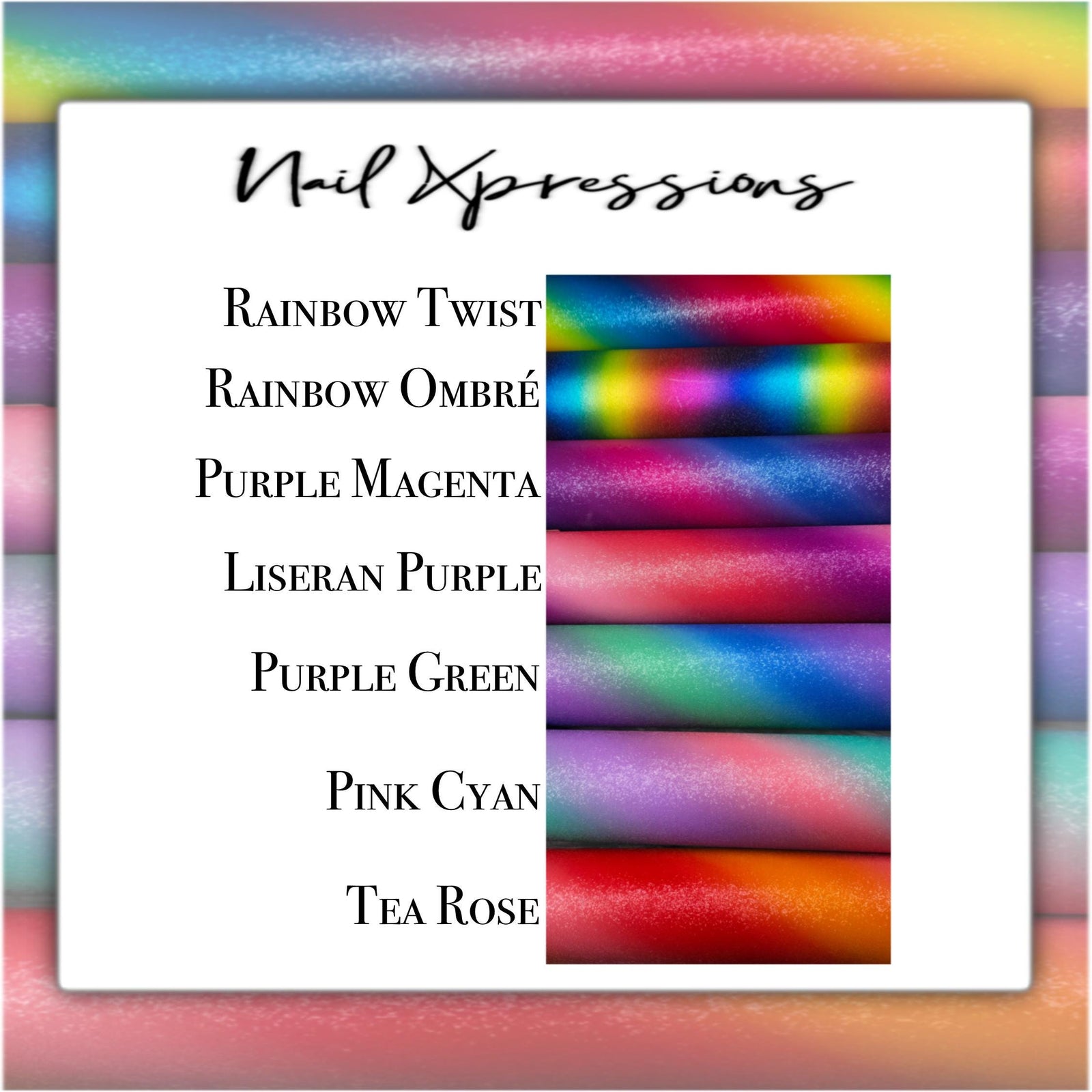 Rainbow Ombre Flame Nail Sticker | Vinyl Nail Art Stickers