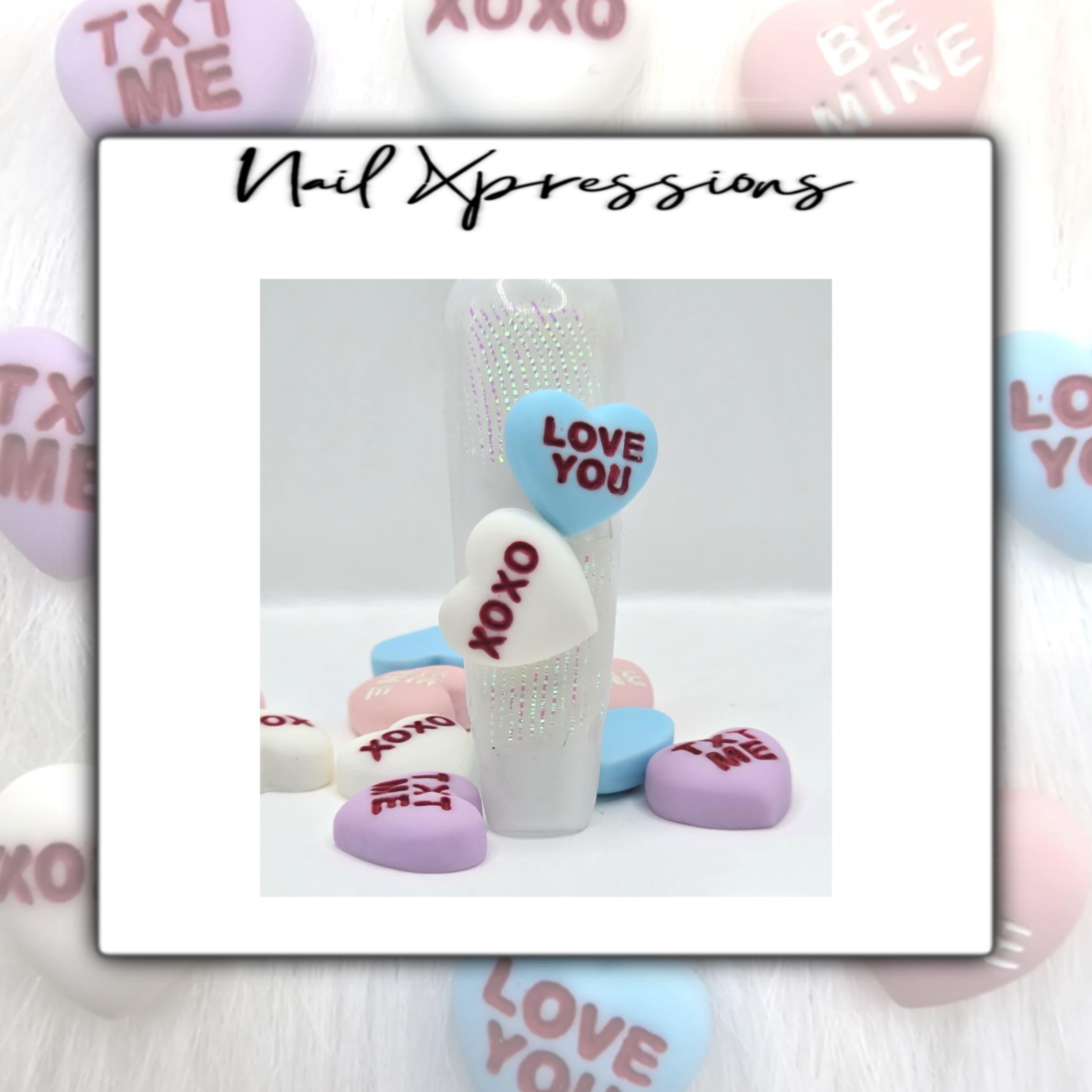 Conversation Candy Heart Nail Charms