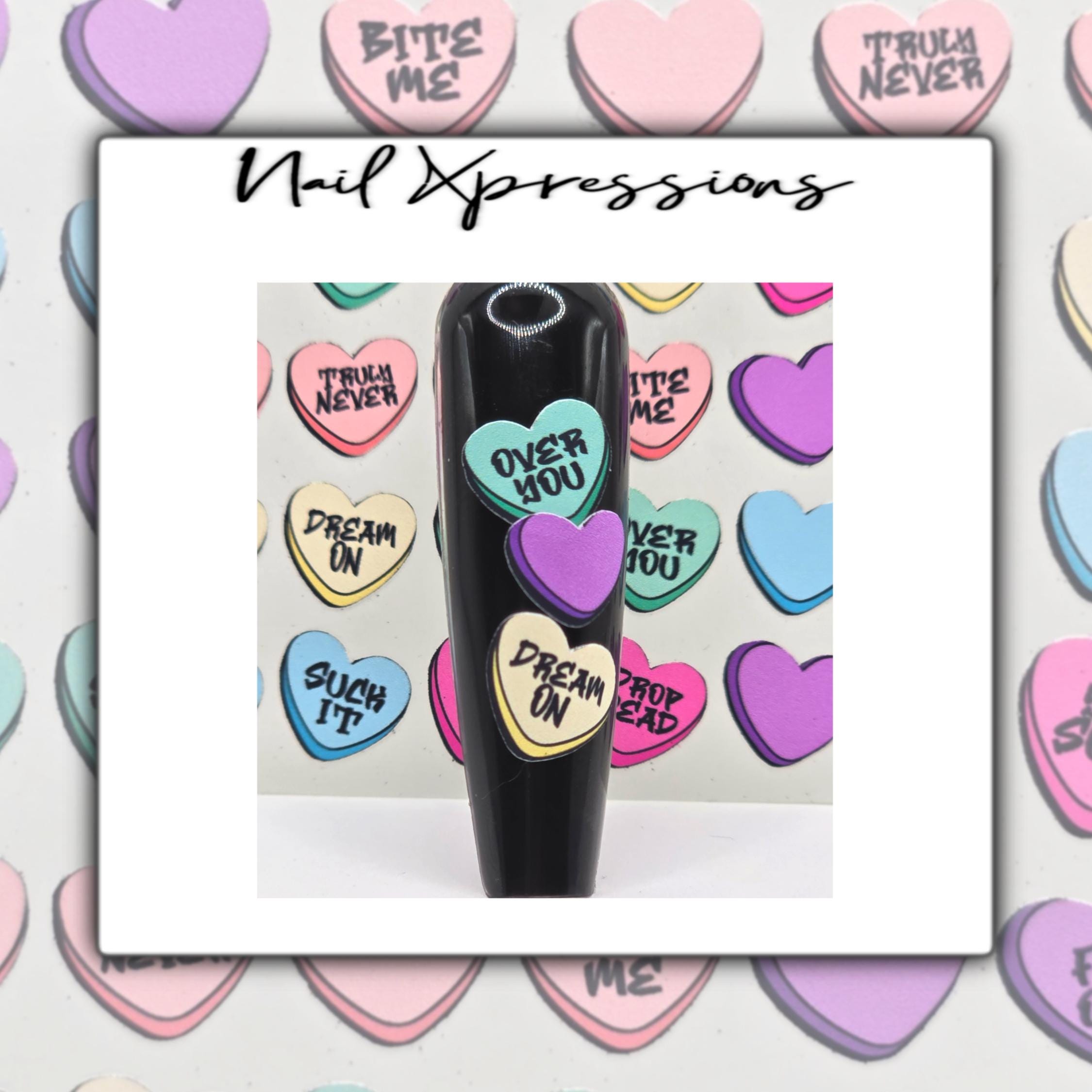 Naughty Candy hearts Nail Art Stickers | Heart Nail Decals | Valentine Hearts naughty Nail Sticker | Nail Art | Nail Sticker