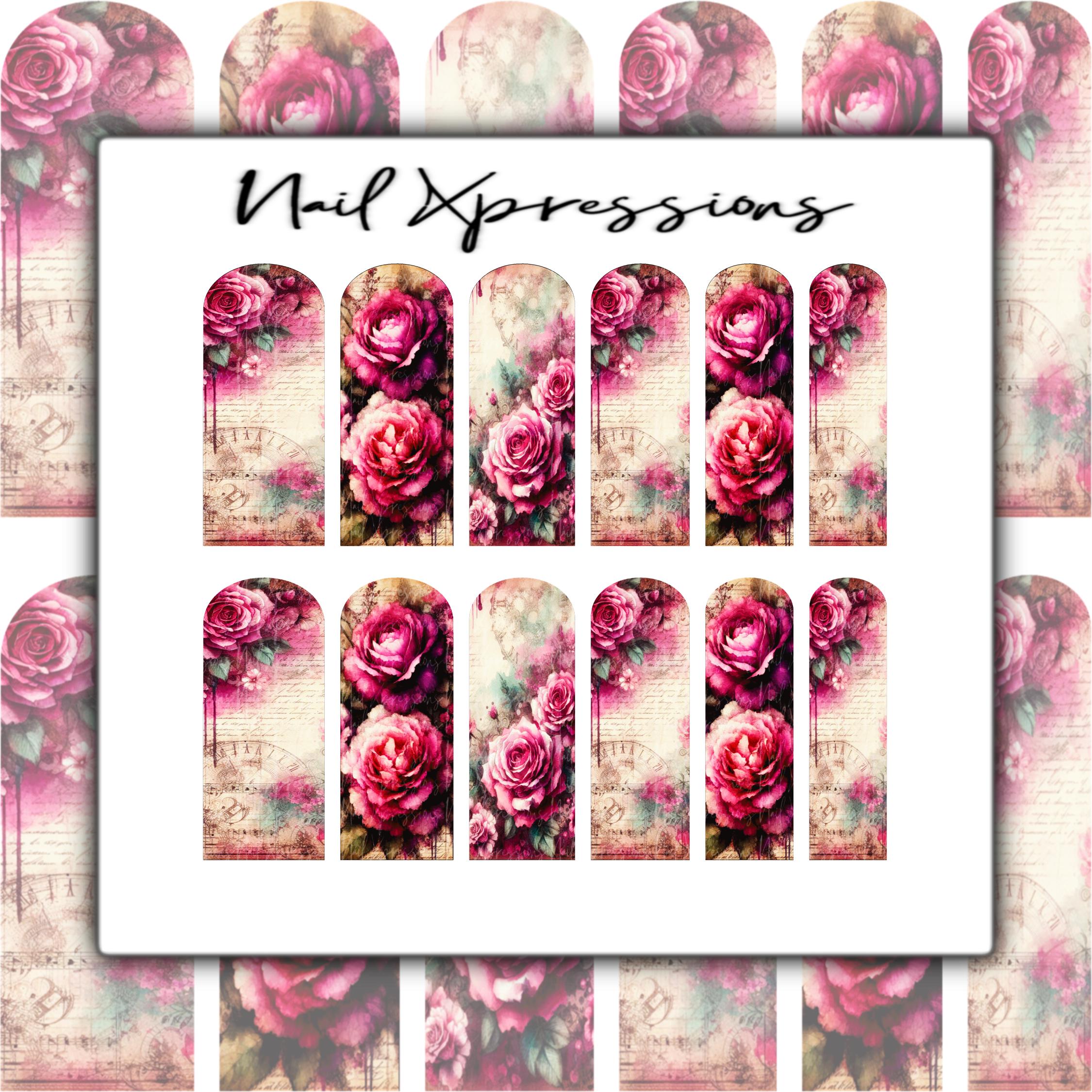Vintage Roses Nail Decals | Nail Art Water Transfer | Nail Wraps