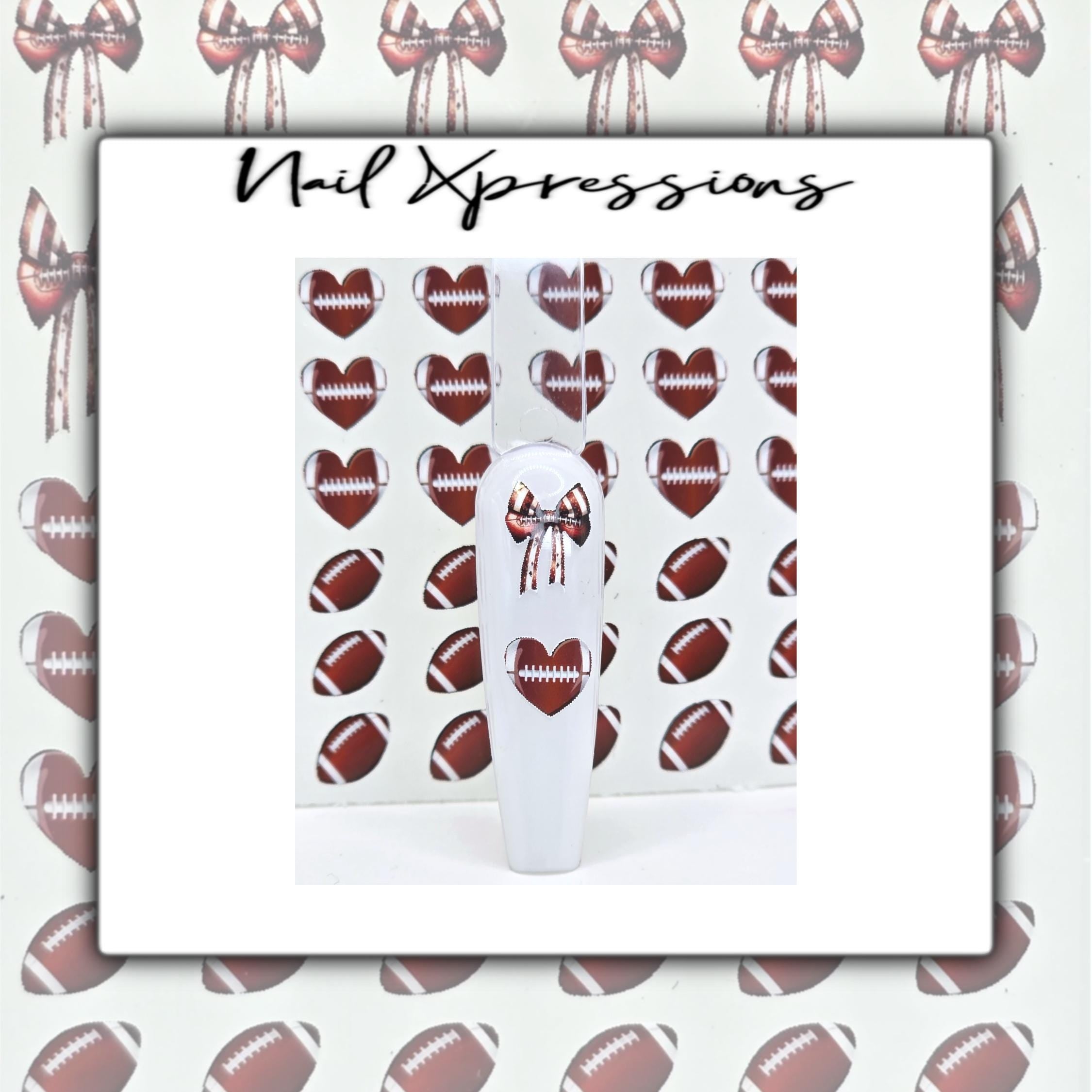 Football Bow Water Nail Decal