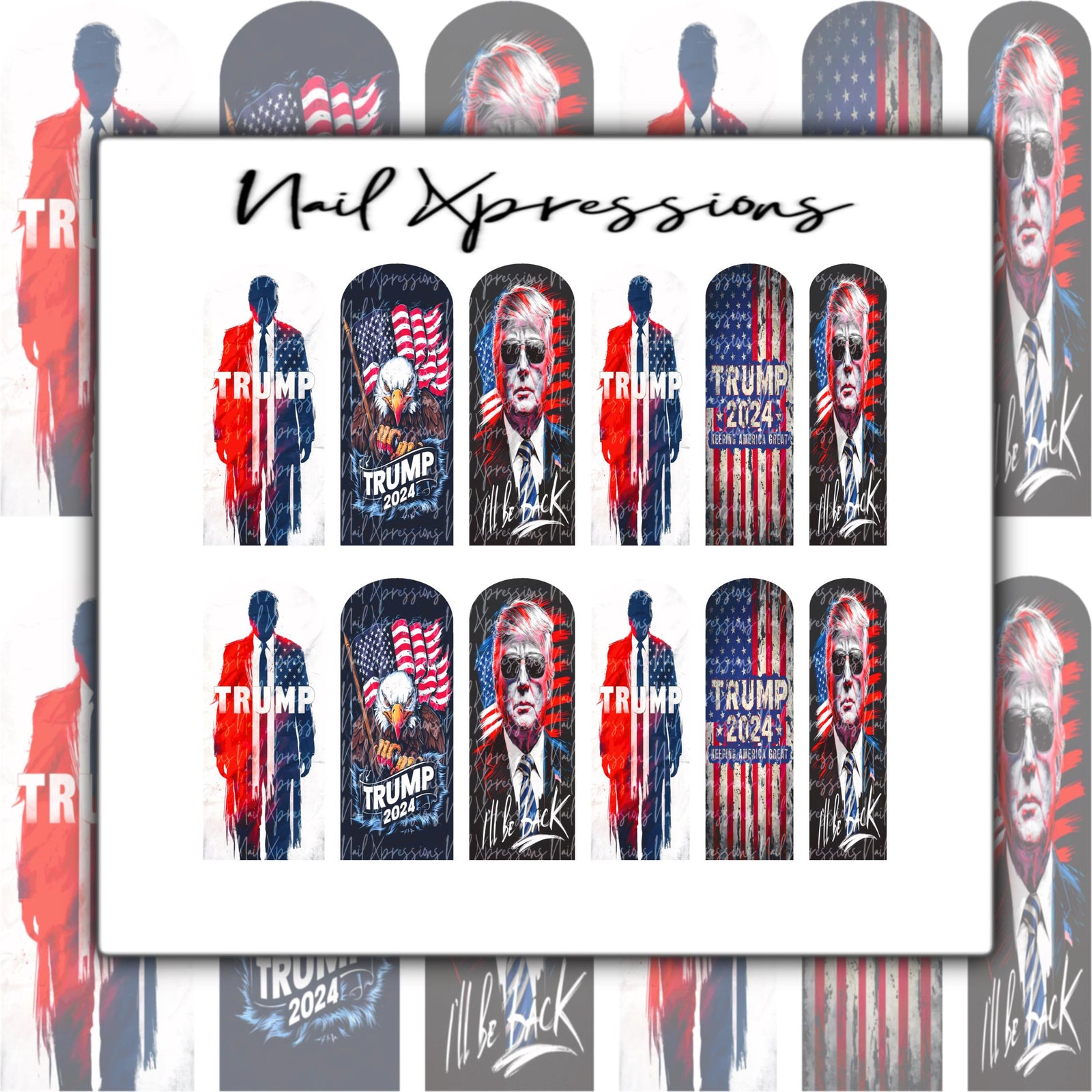 Trump 2024 Nail Decals | Nail Art Water Transfer | Nail Wraps