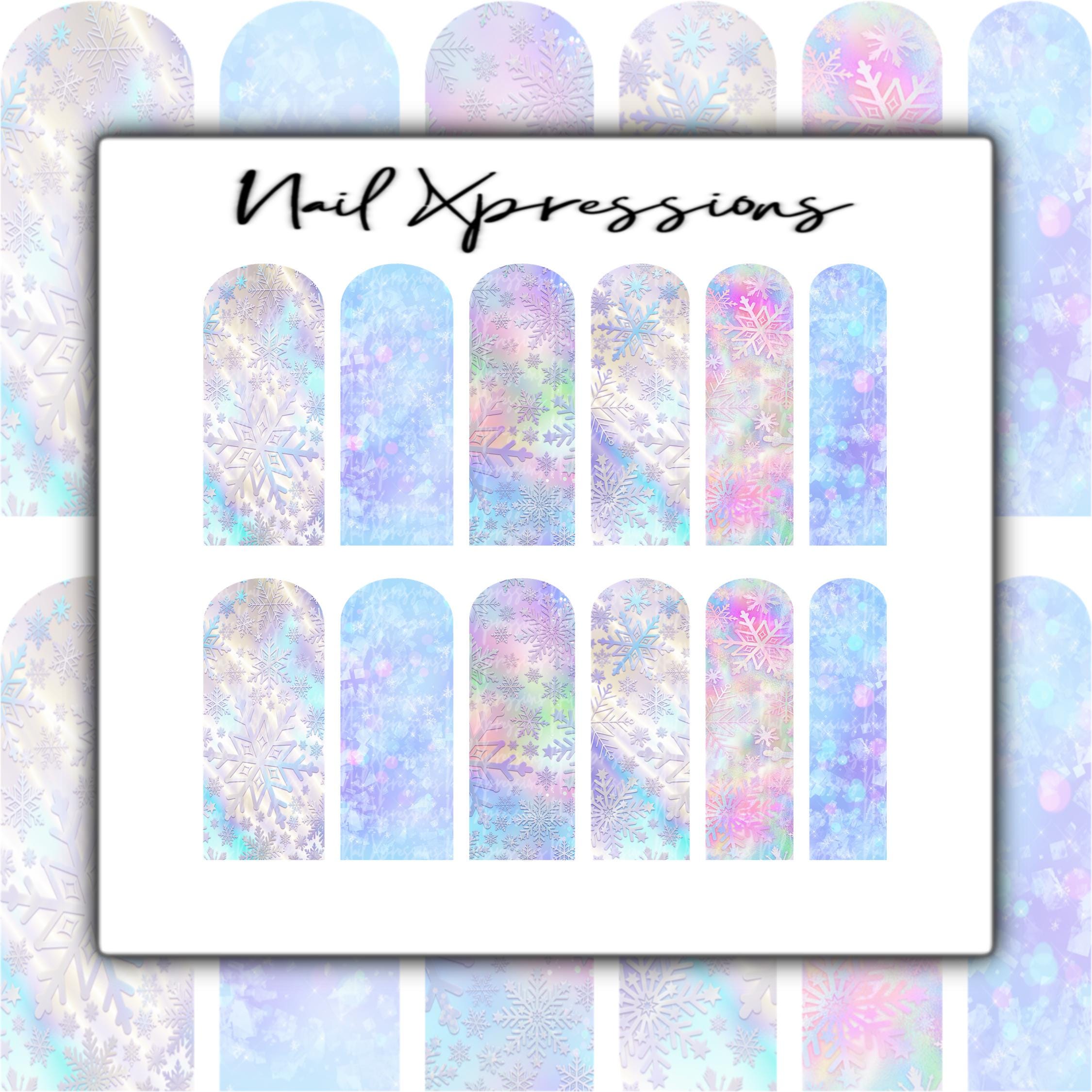 Snowflakes Nail Wrap | Winter Print Nail Wrap | Water Transfer Nail Wrap | Custom Nail Wraps