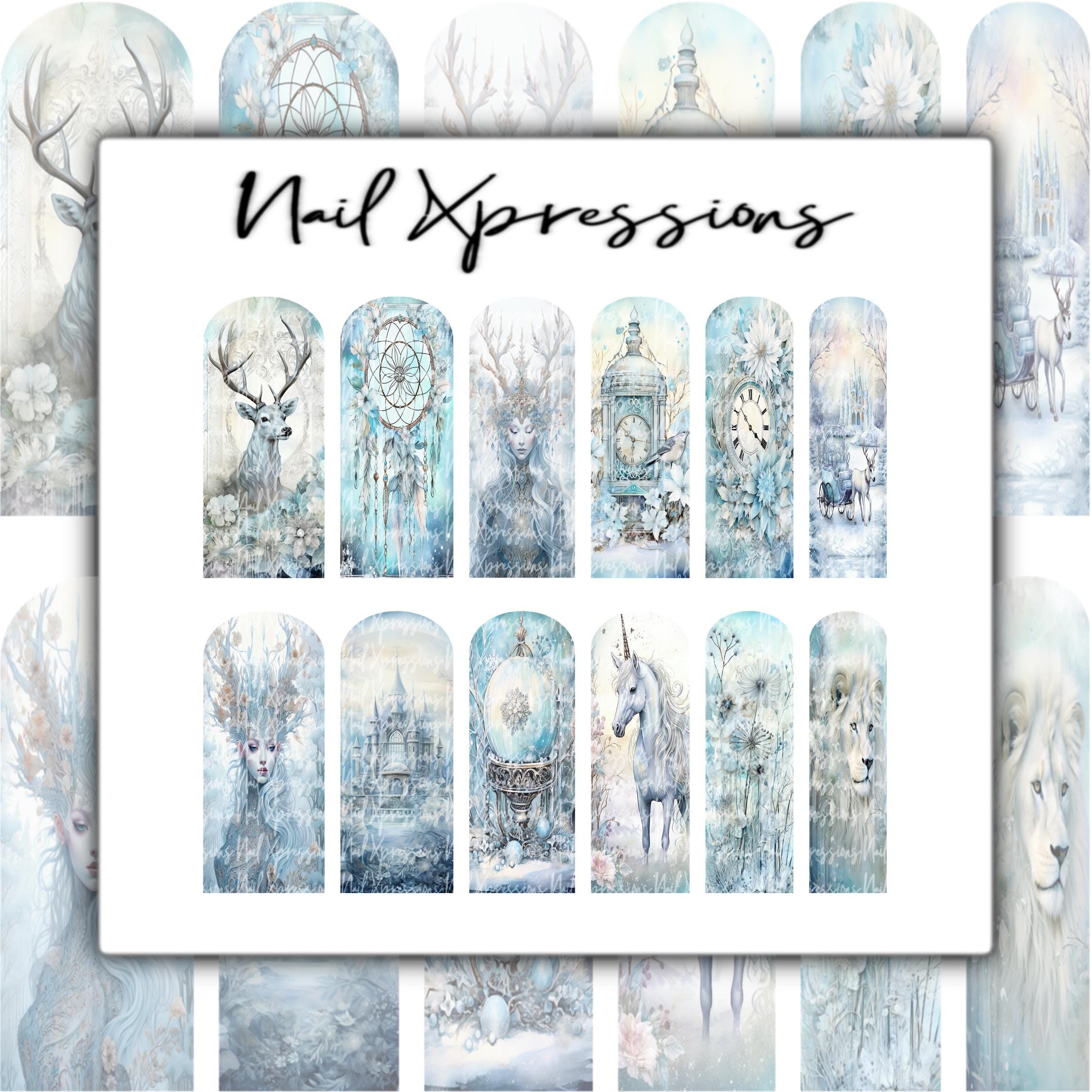 Magical Winter Forest Nail Wraps | Nail Art Wrap | Water Transfer Nail Wrap | Custom Nail Wraps