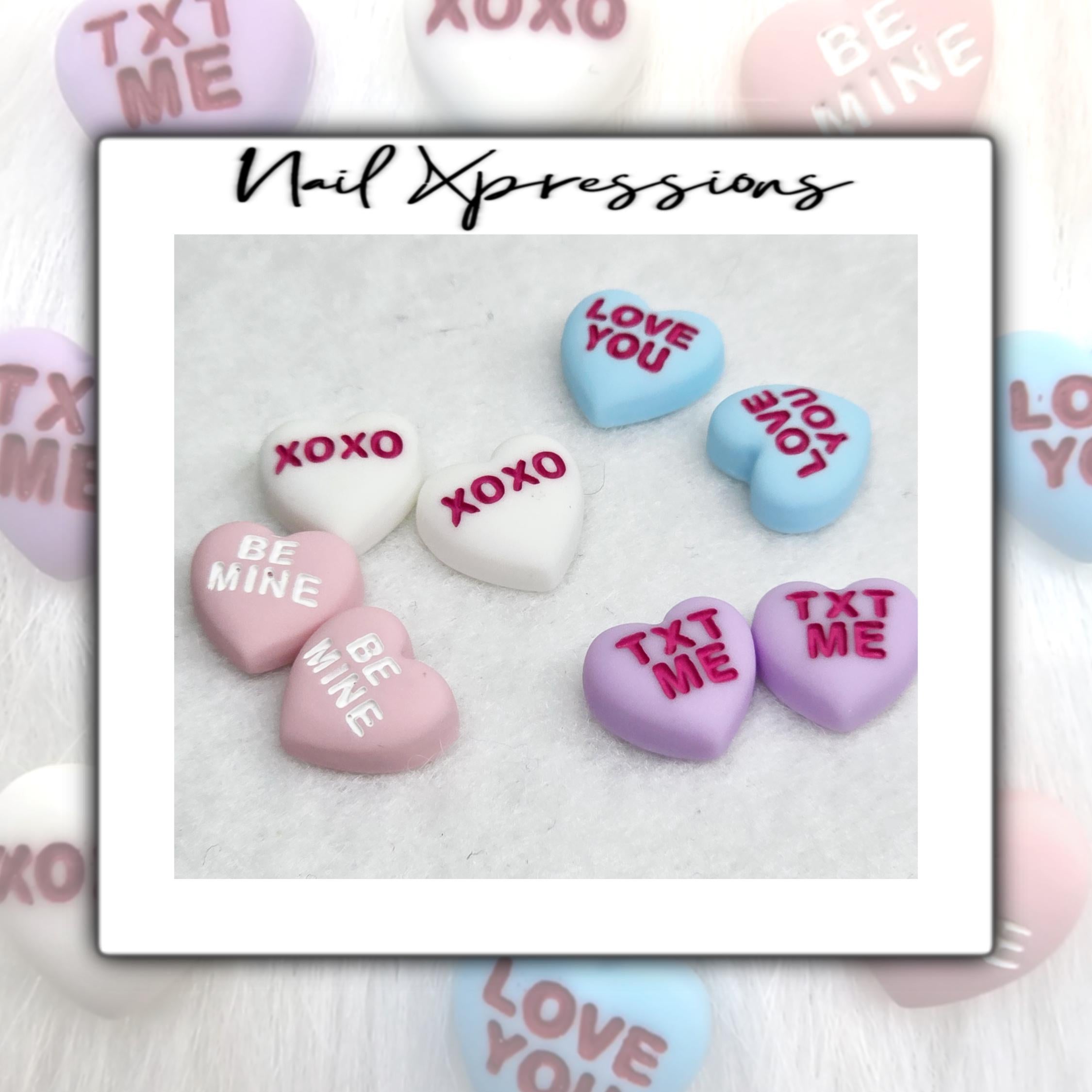 Conversation Candy Heart Nail Charms