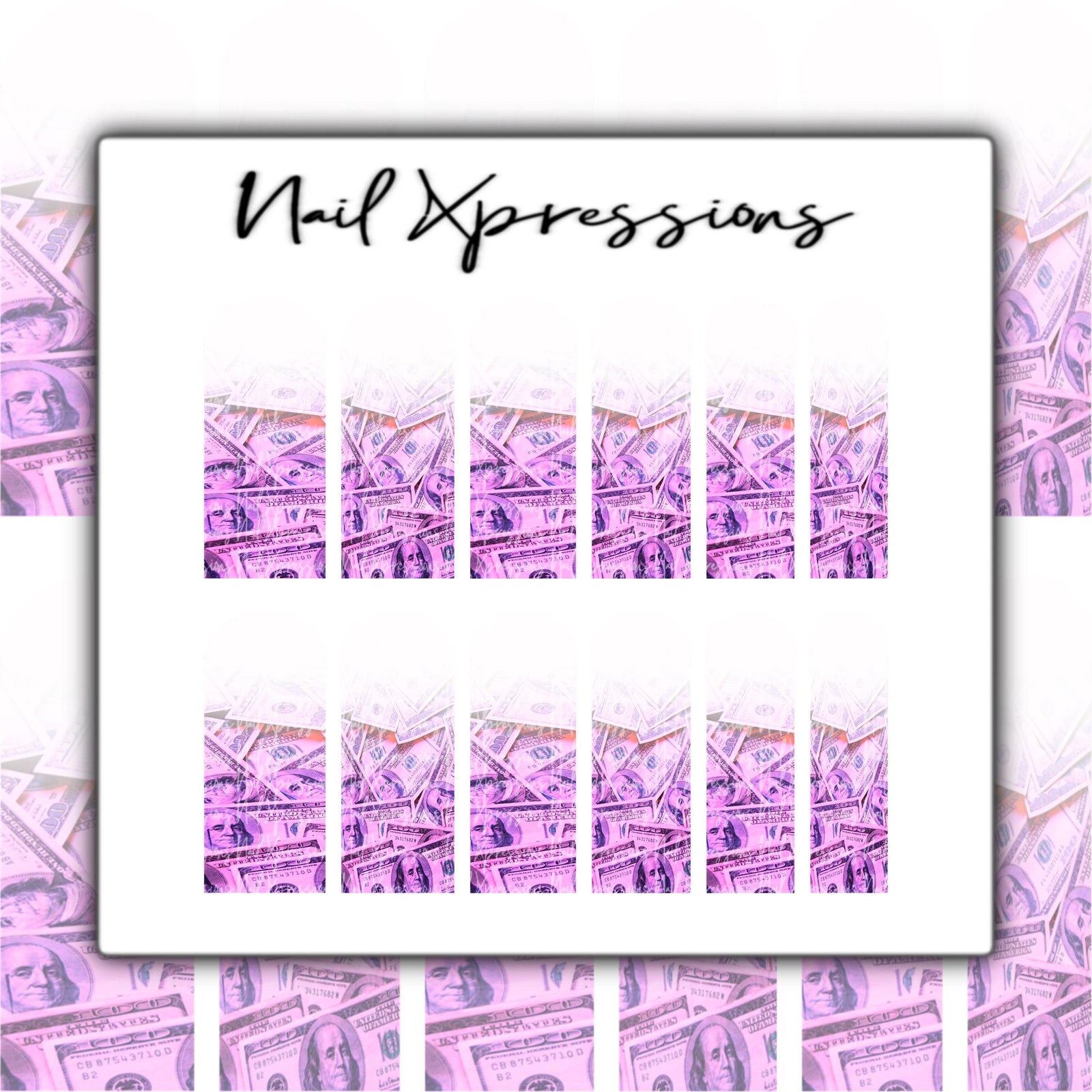 Pink Ombré Benjamin Bill Money Nail Wraps