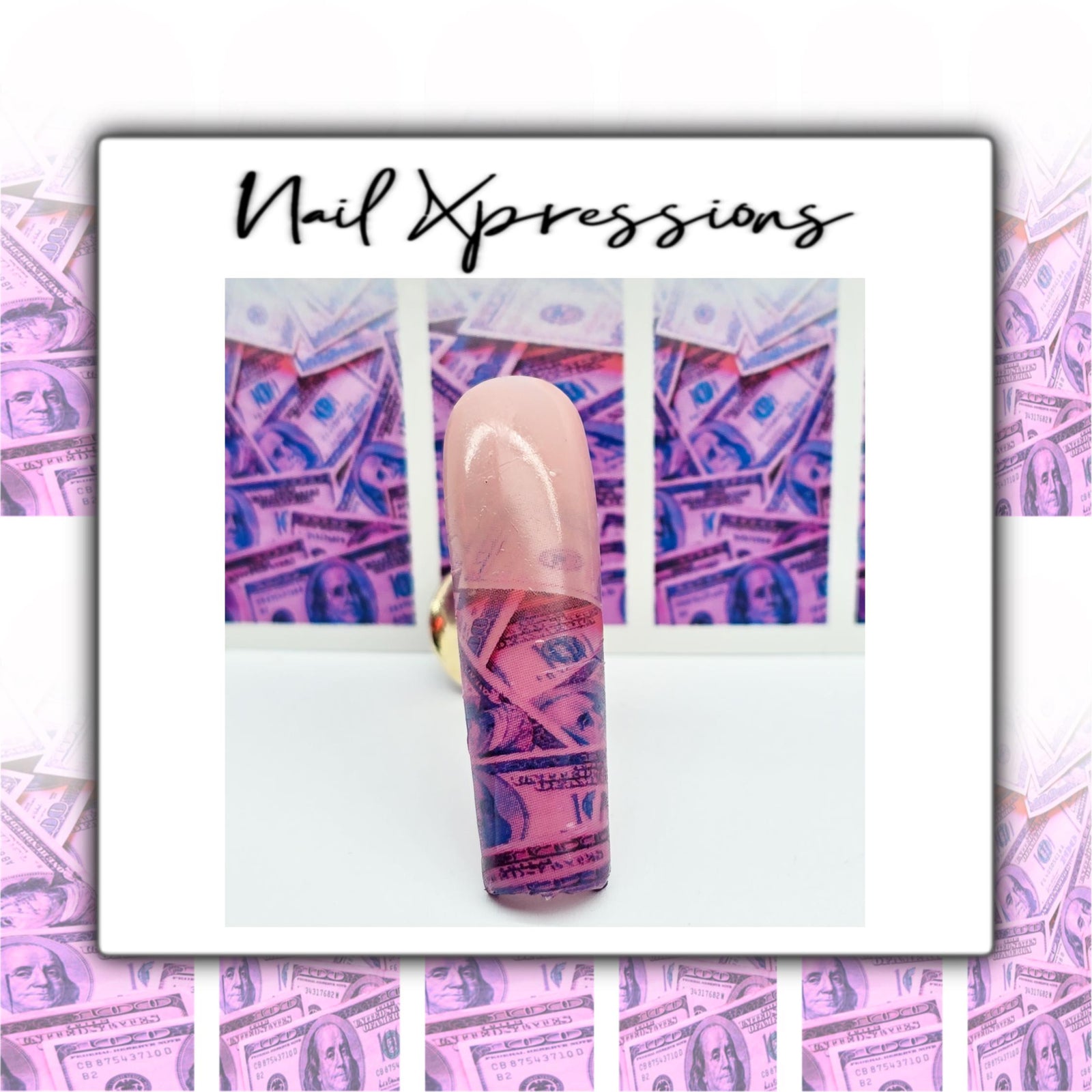 Pink Ombré Benjamin Bill Money Nail Wraps
