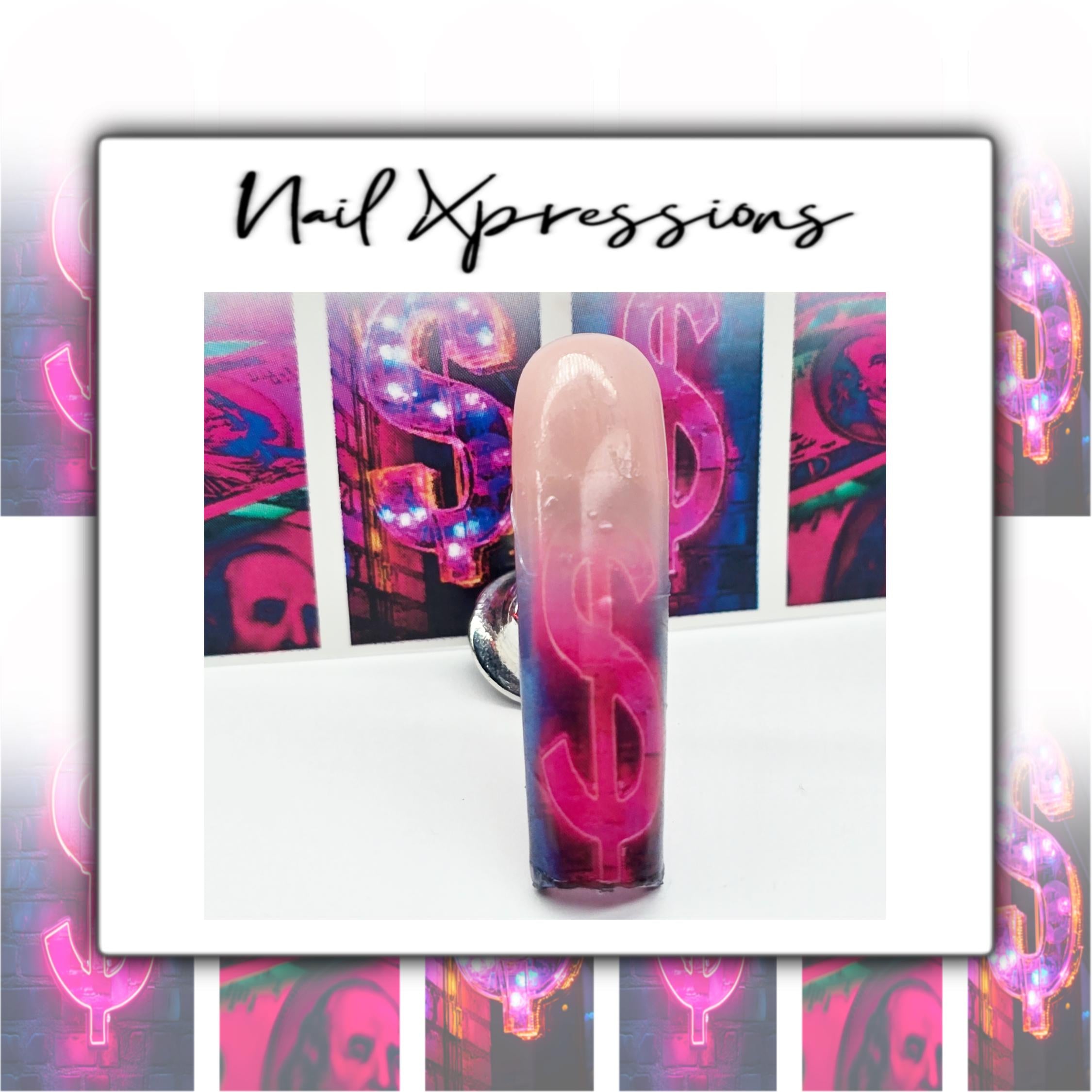 Ombré Pink Benjamin Money Nail Decals | Nail Art Water Transfer | Nail Wraps p