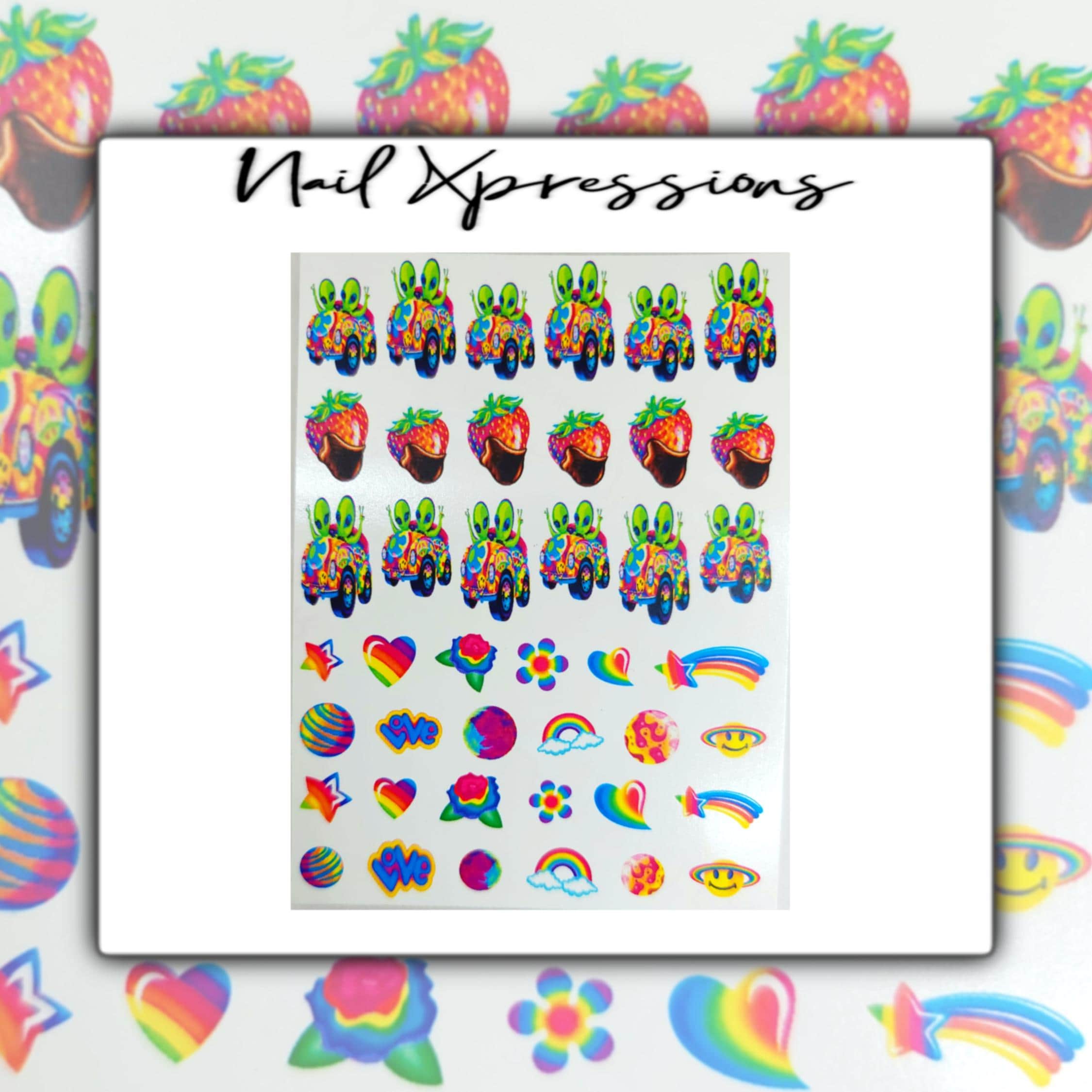 90s vibe Cartoon Lisa Frank Decals