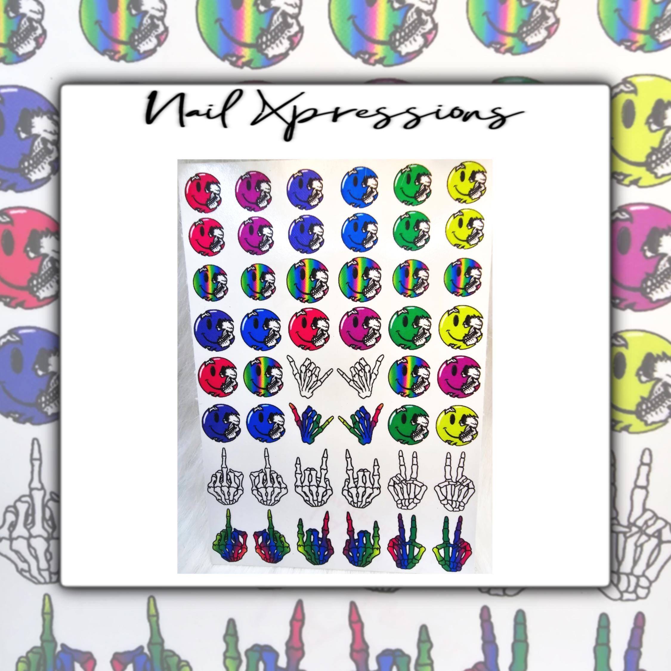 Skeleton Emoji Nail Decals