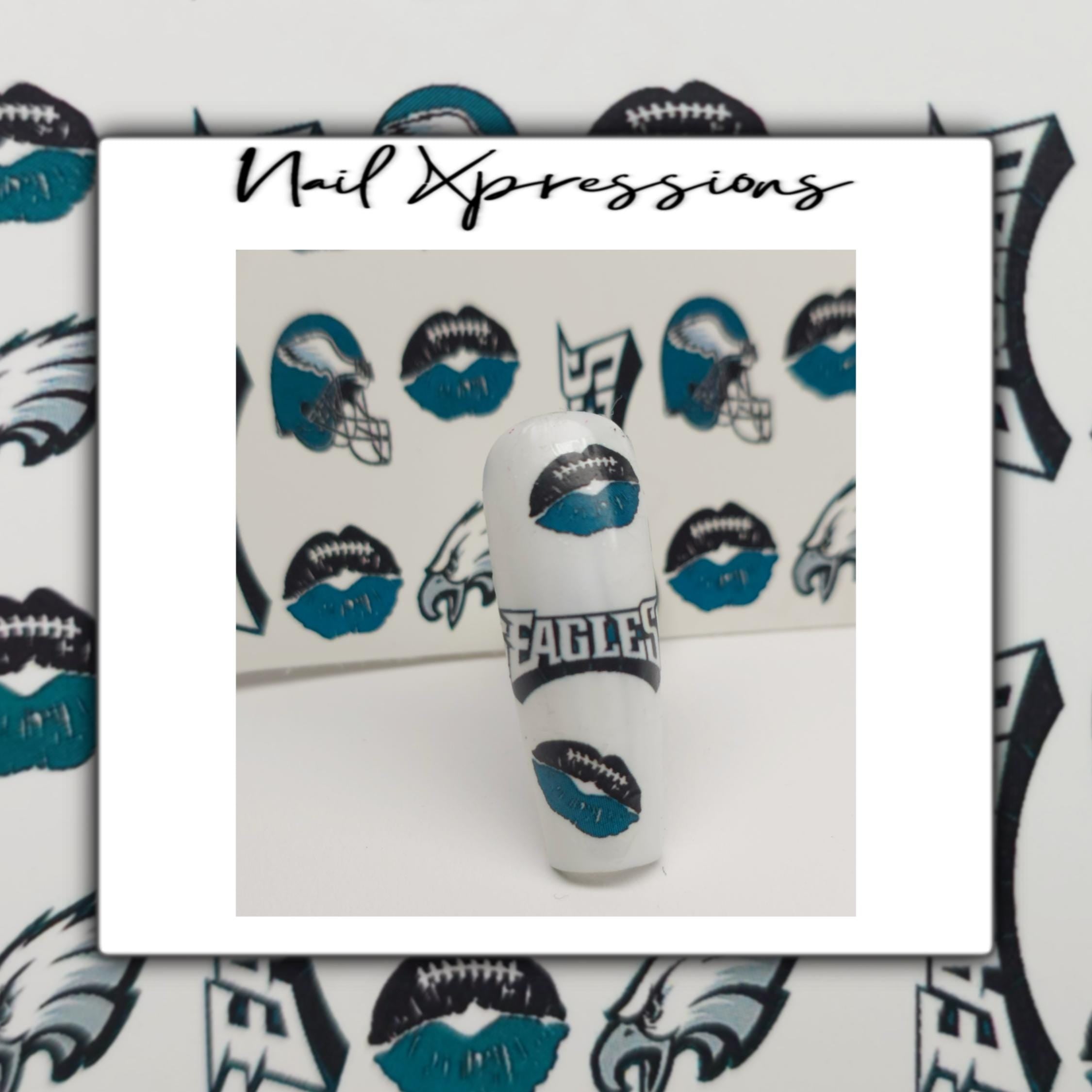 Eagles Football Fan Water Decals | Football Nail Decals | Sport Nail Art | Nail Art | Nails | Nail Decals