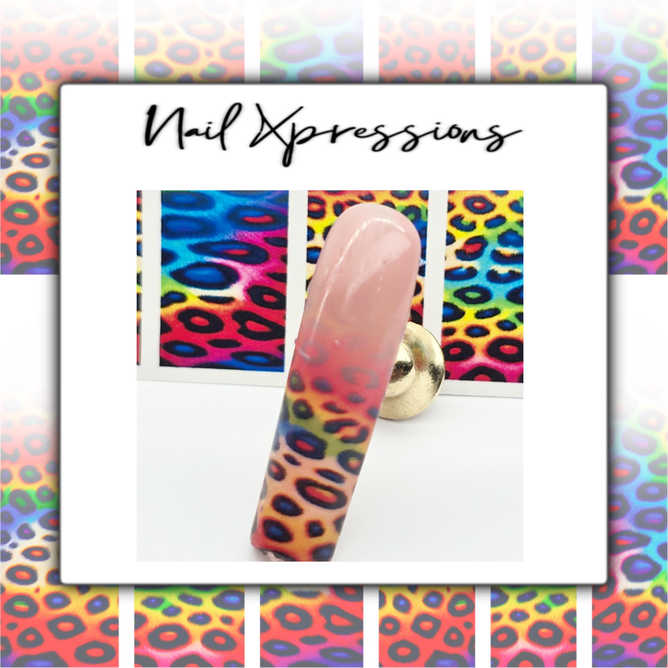 Ombré Leopard Rainbow Nail Decals | Nail Art Water Transfer | Nail Wraps