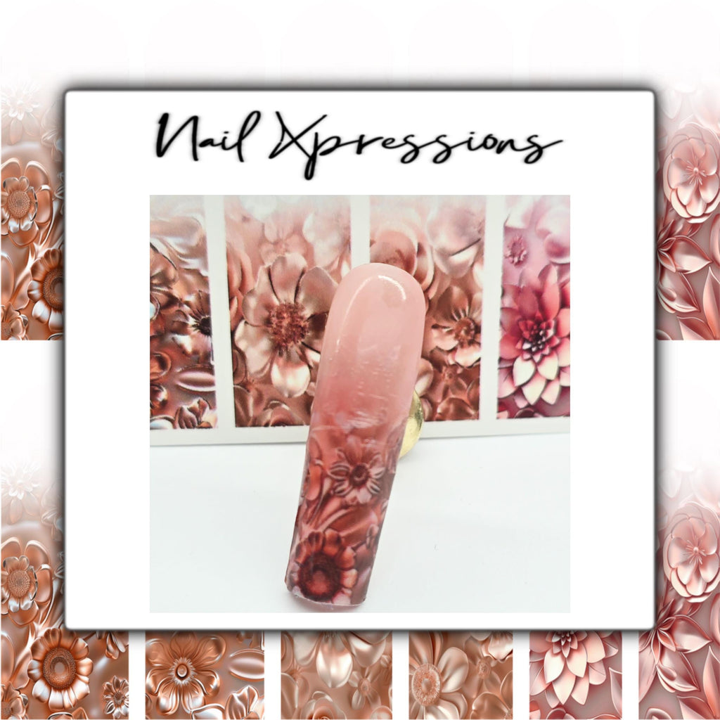 Ombré Rose Gold Flower Nail Decals | Nail Art Water Transfer | Nail Wraps
