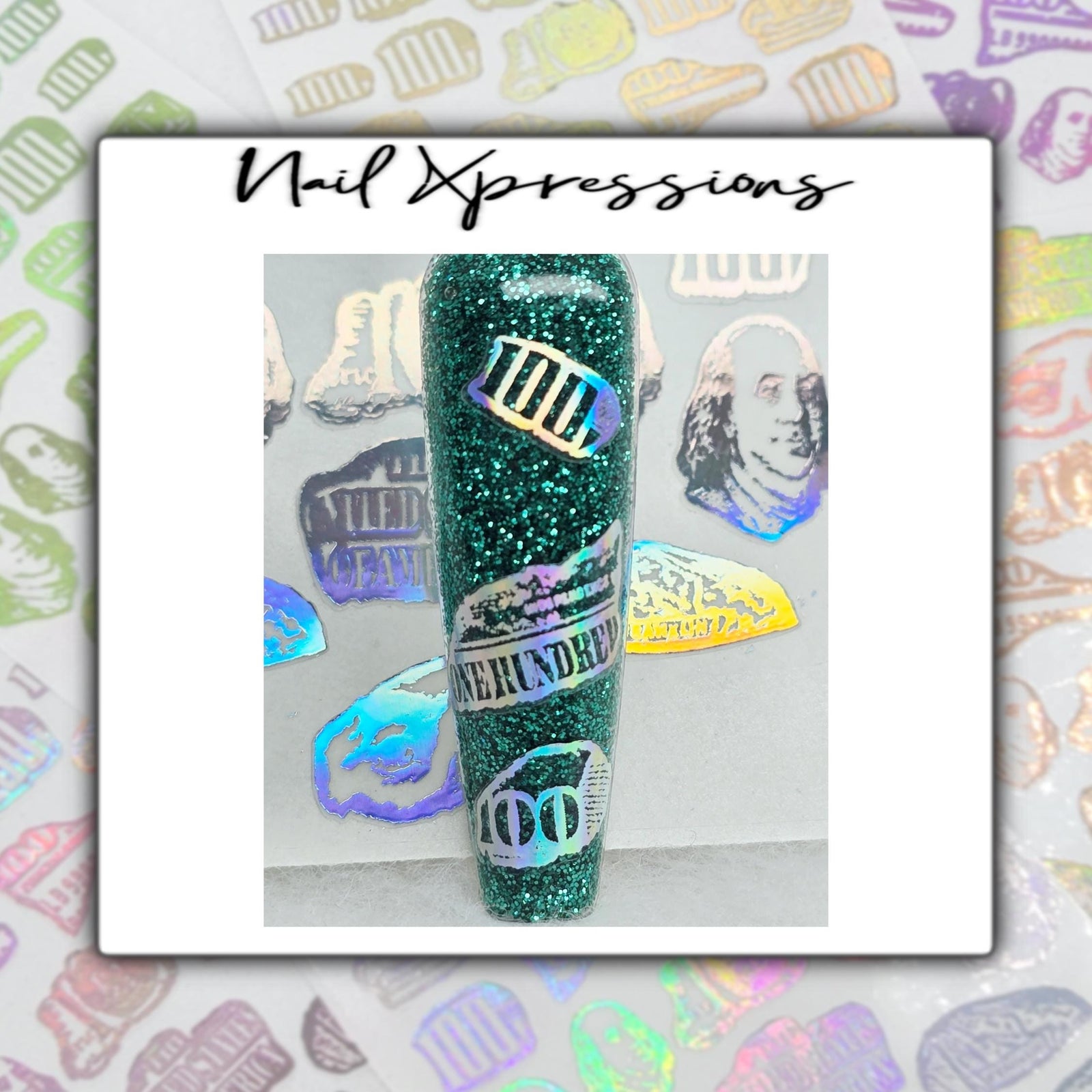 Money Nail Art Pieces Stickers | Foiled Nail Sticker | Holographic Nail Art | Holographic Nail Sticker |