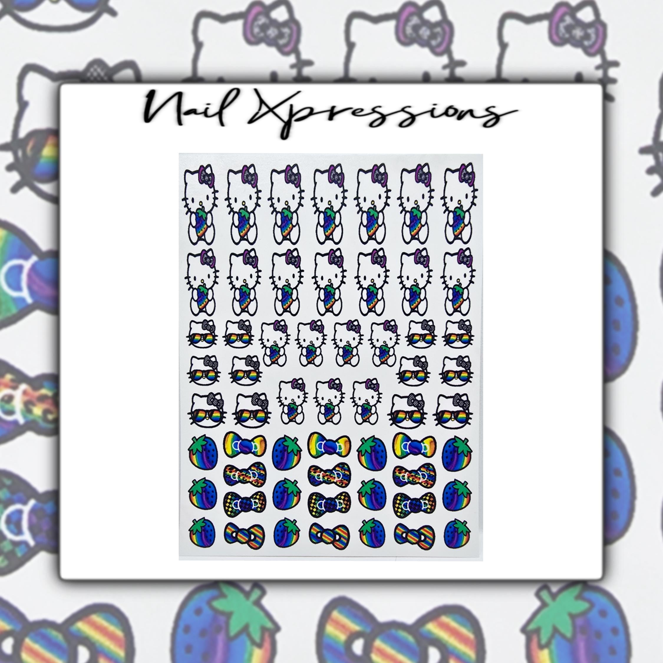 Rainbow Hello Kitty Nail Decals