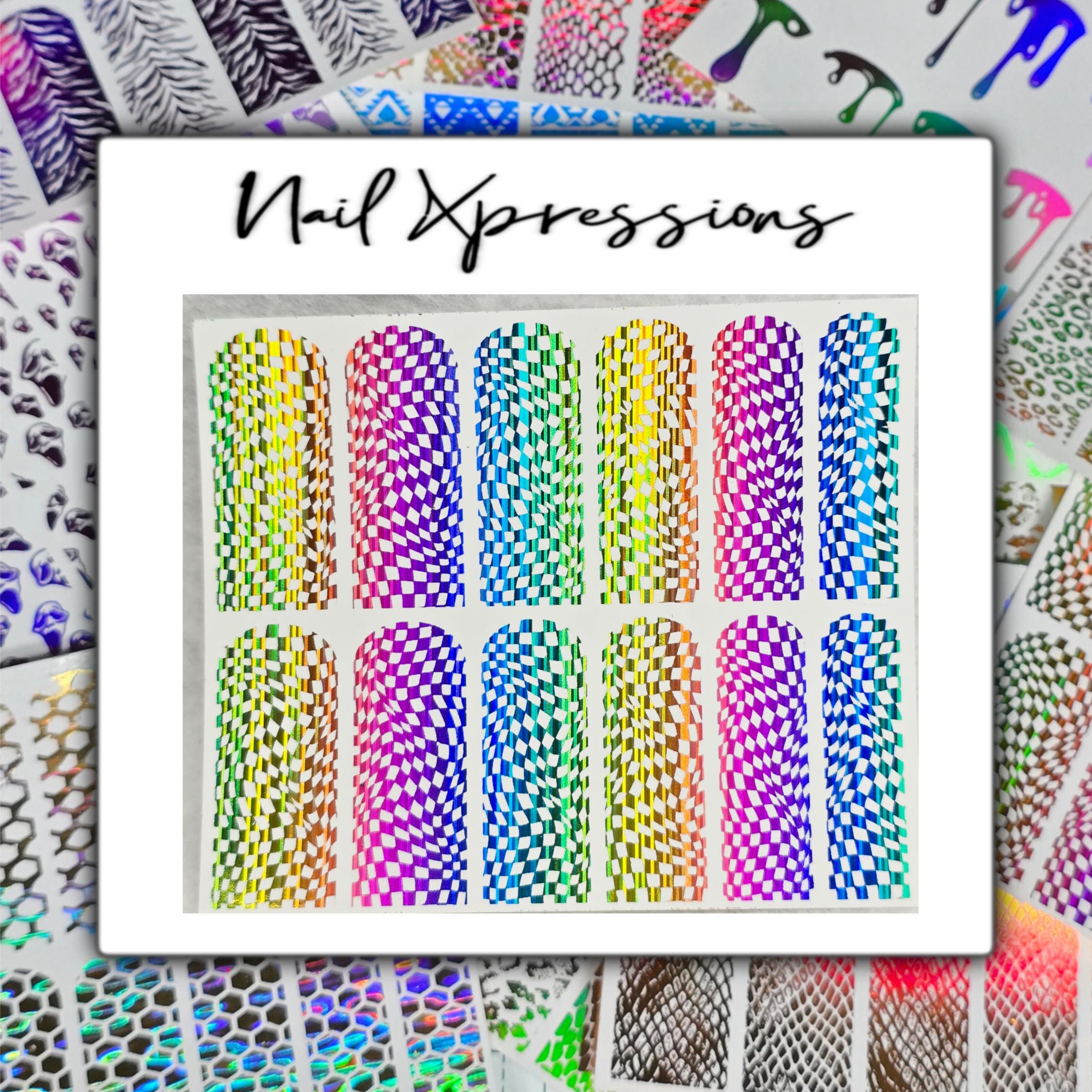 Abstract Foiled Nail Art| Foiled Nail Water Decals | Foiled Nail Water Wraps | Holographic Nail Art | Holographic Nail decals