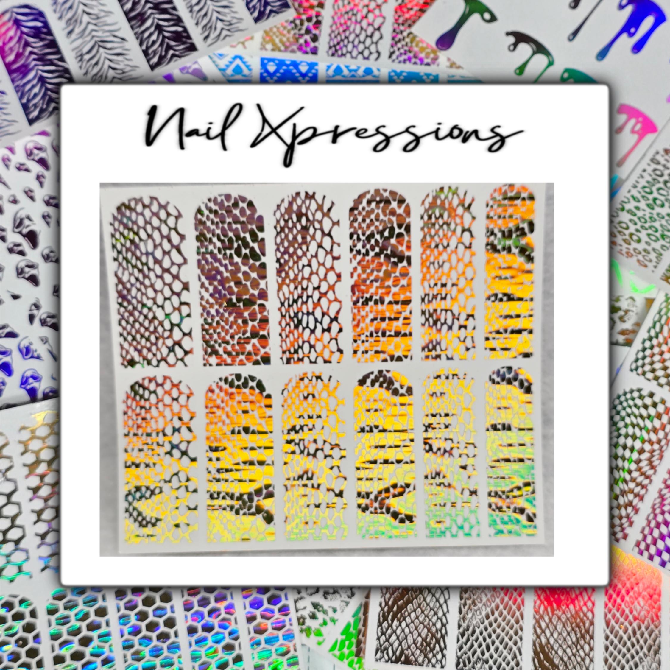 Snake Print Foiled Nail Art| Foiled Nail Water Decals | Foiled Nail Water Wraps | Holographic Nail Art | Holographic Nail decals