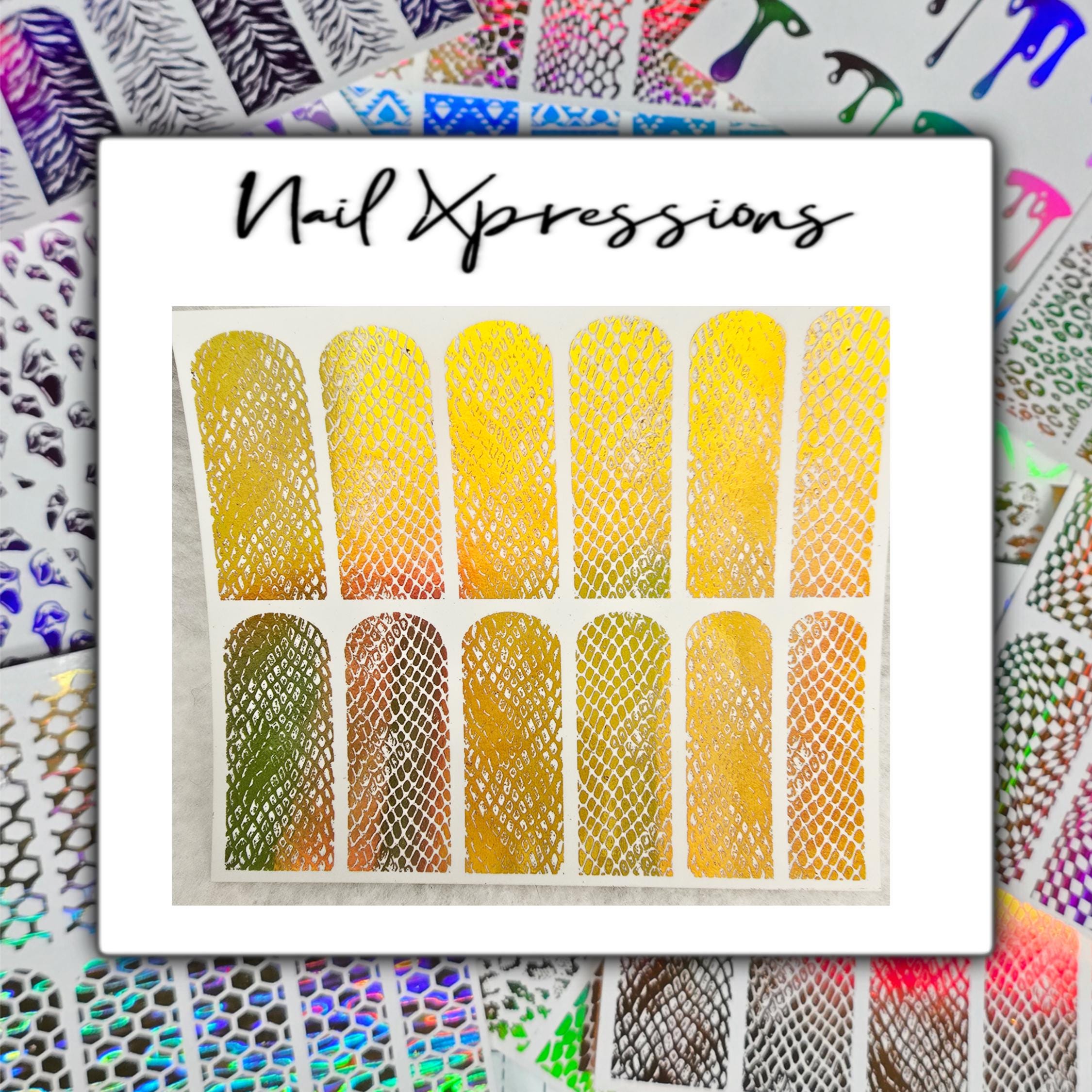 Snake Print Foiled Nail Art| Foiled Nail Water Decals | Foiled Nail Water Wraps | Holographic Nail Art | Holographic Nail decals