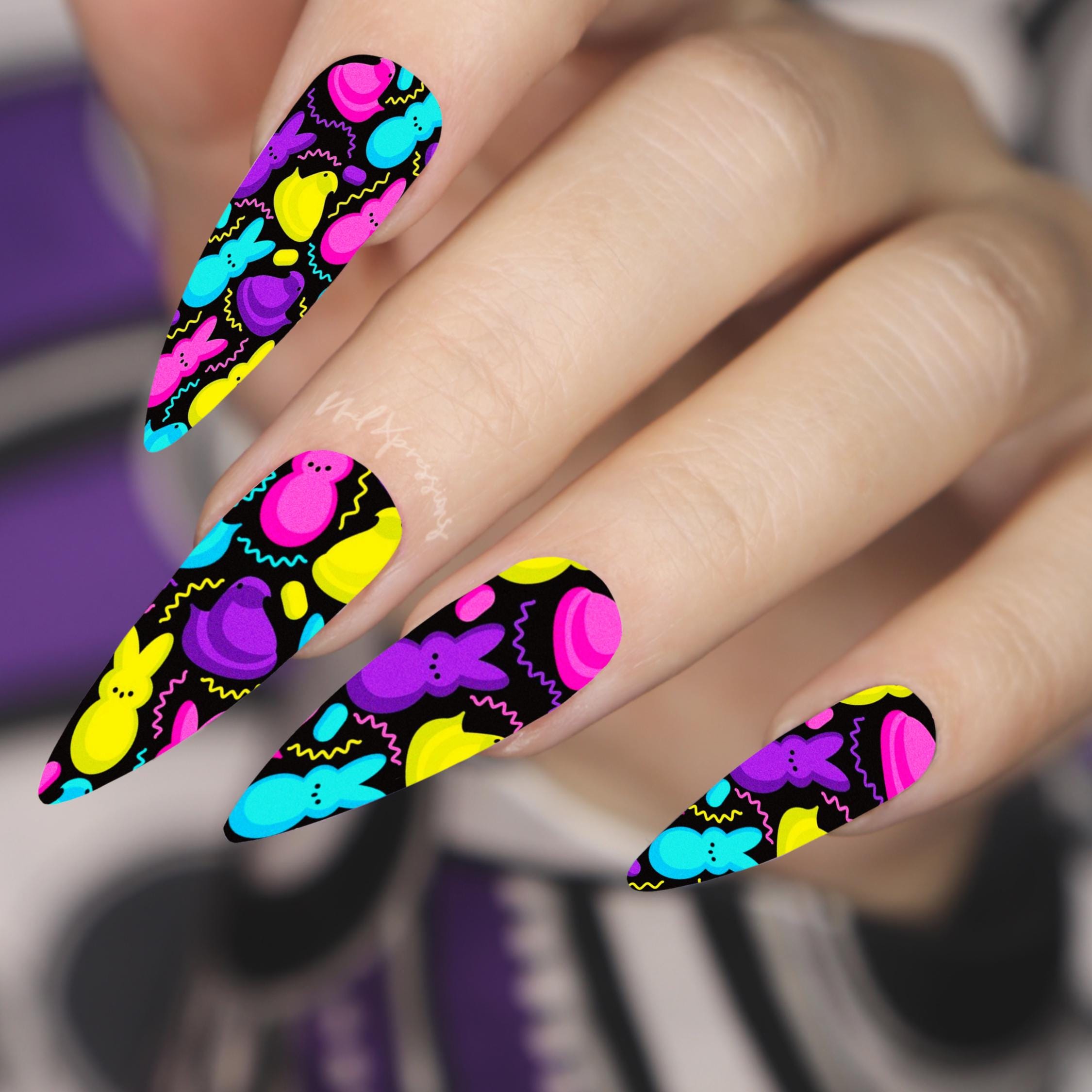 Spring Peeps Nail Wraps | Floral Nail Wraps | Water Transfer Nail Wrap | Custom Nail Wraps