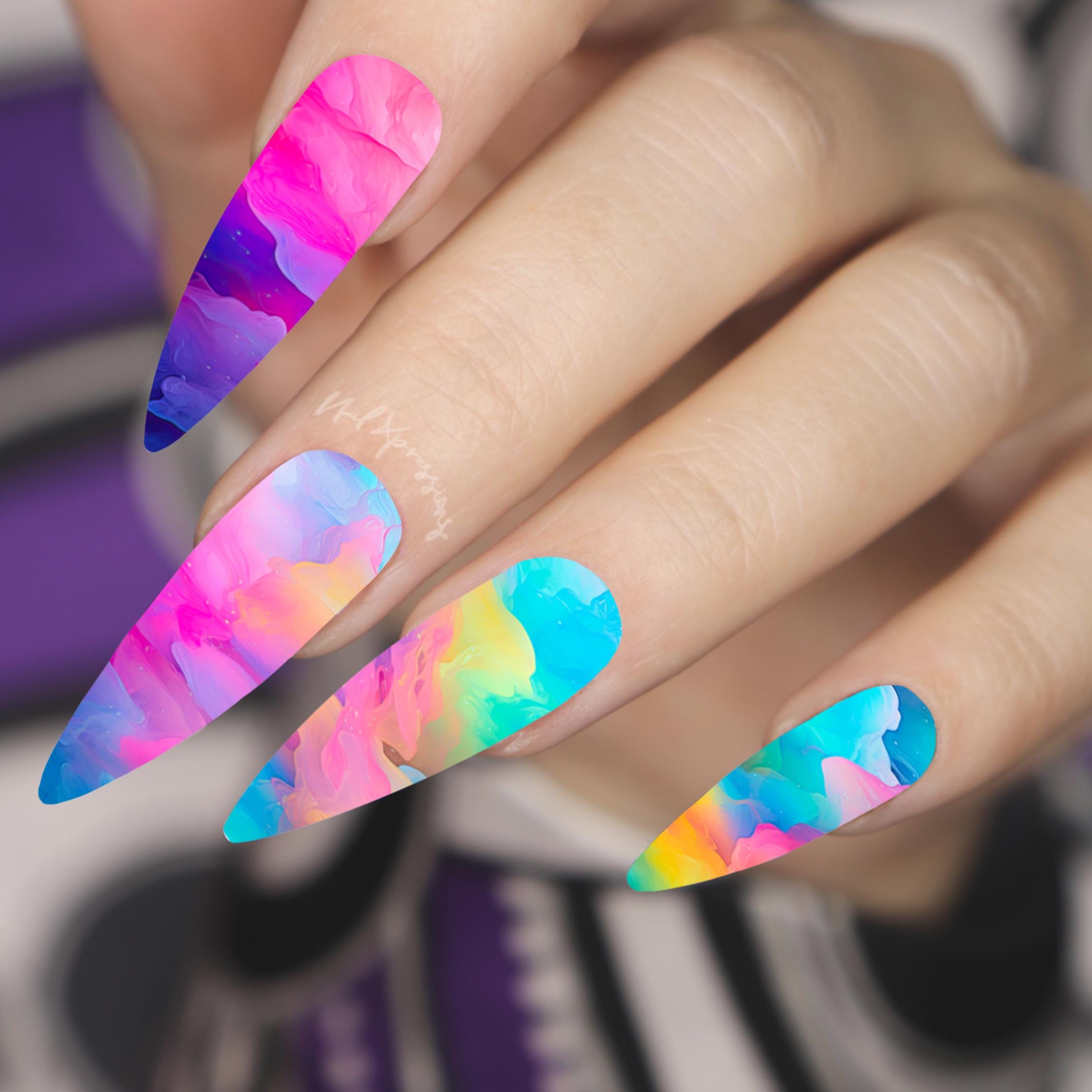Watercolor Nail Wraps | Nail Art Wrap | Water Transfer Nail Wrap | Custom Nail Wraps