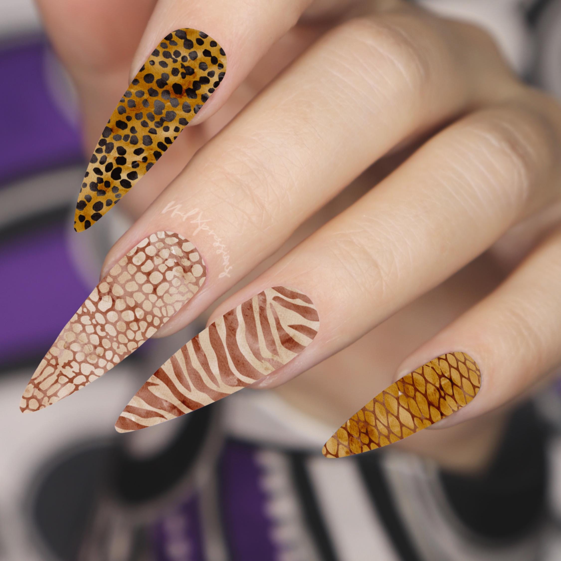 Safari Animal Prints Mix Nail Wraps | Nail Art | Water Transfer Nail Wrap | Custom Nail Wraps